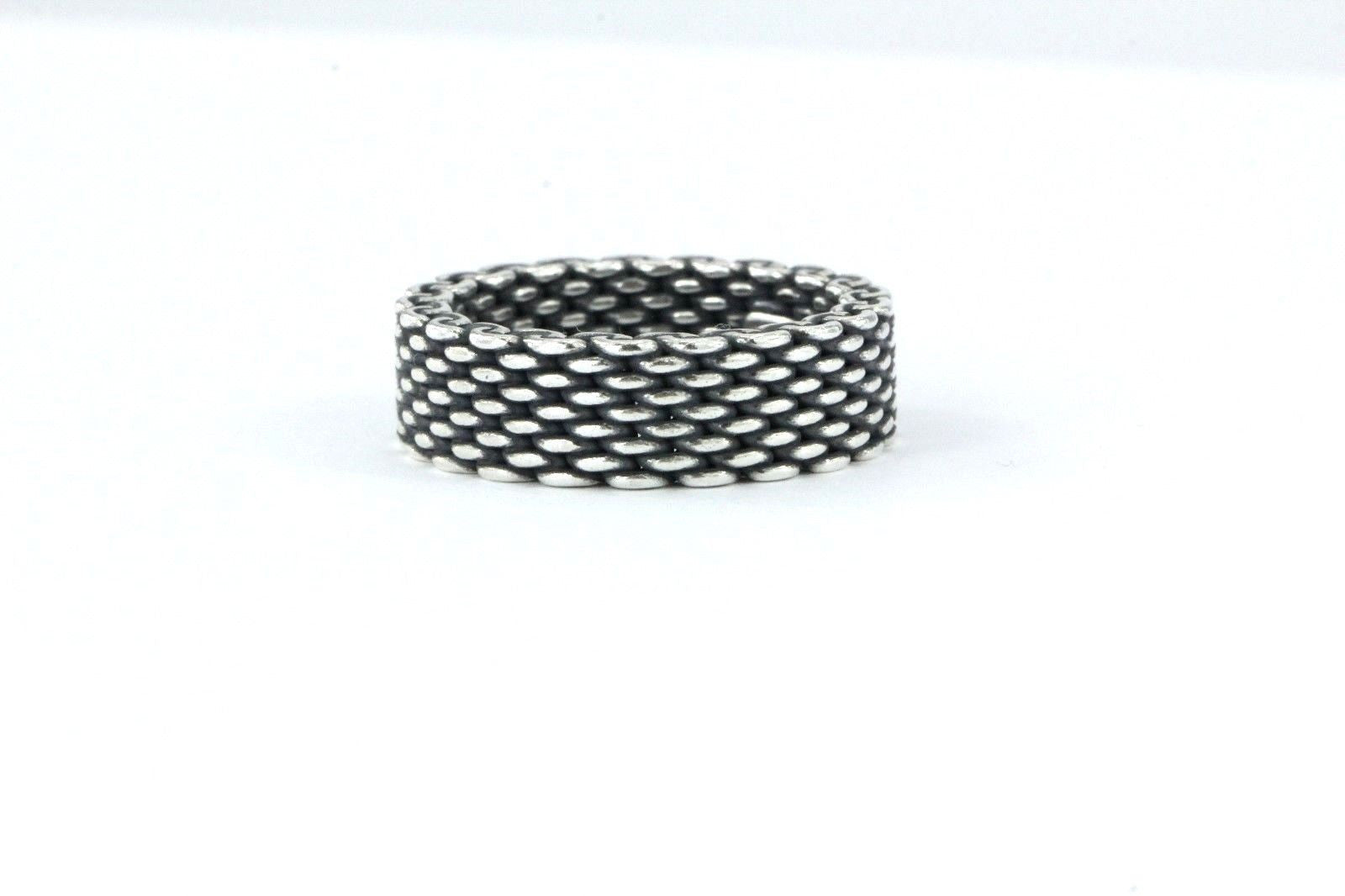 Tiffany & Co Sterling Silver Non-Flexible Somerset Mesh Ring Size 6.5 - Queen May