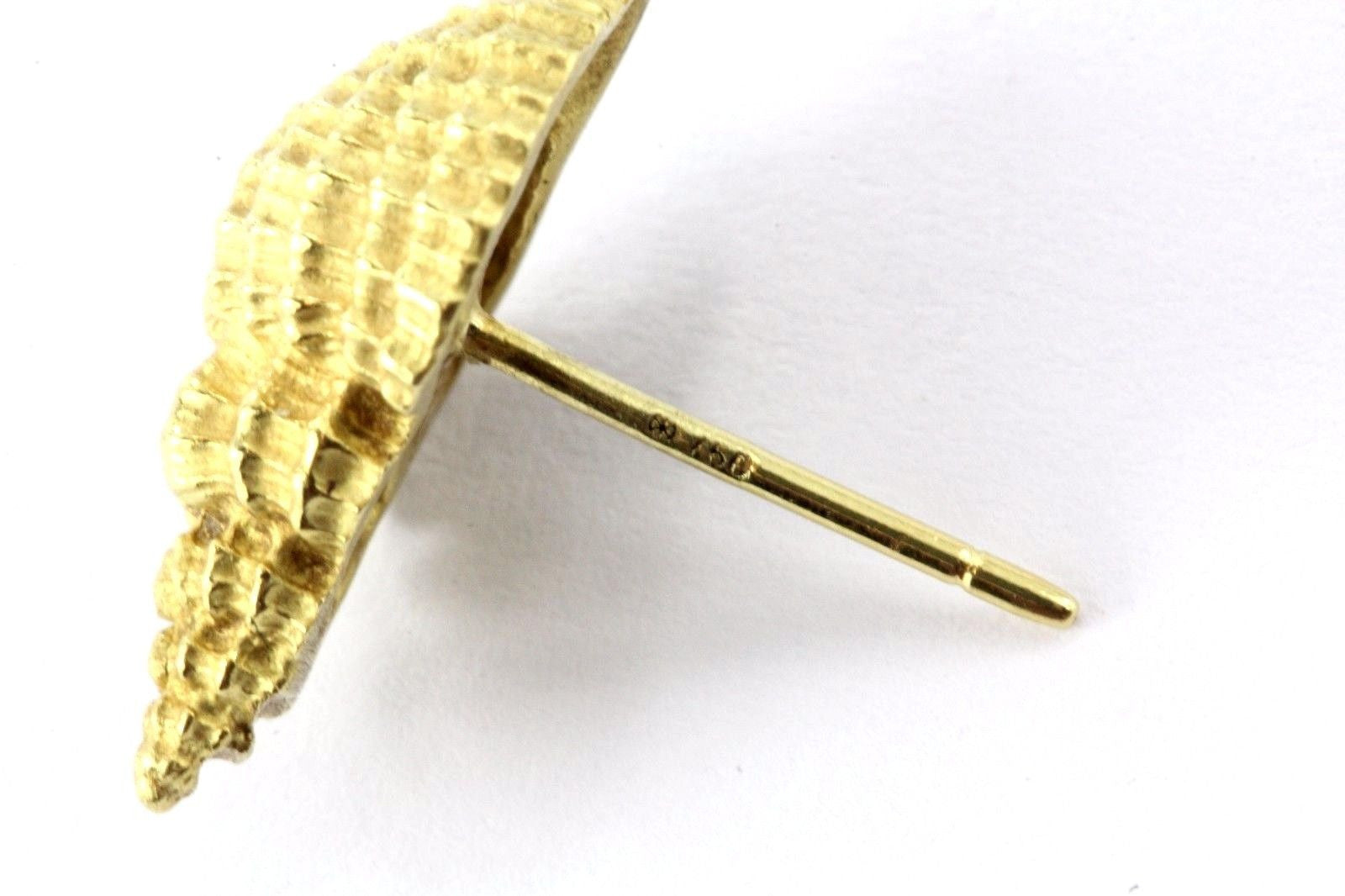 Tiffany & Co 750 18K Gold Brushed Conch Shell Earrings RARE - Queen May