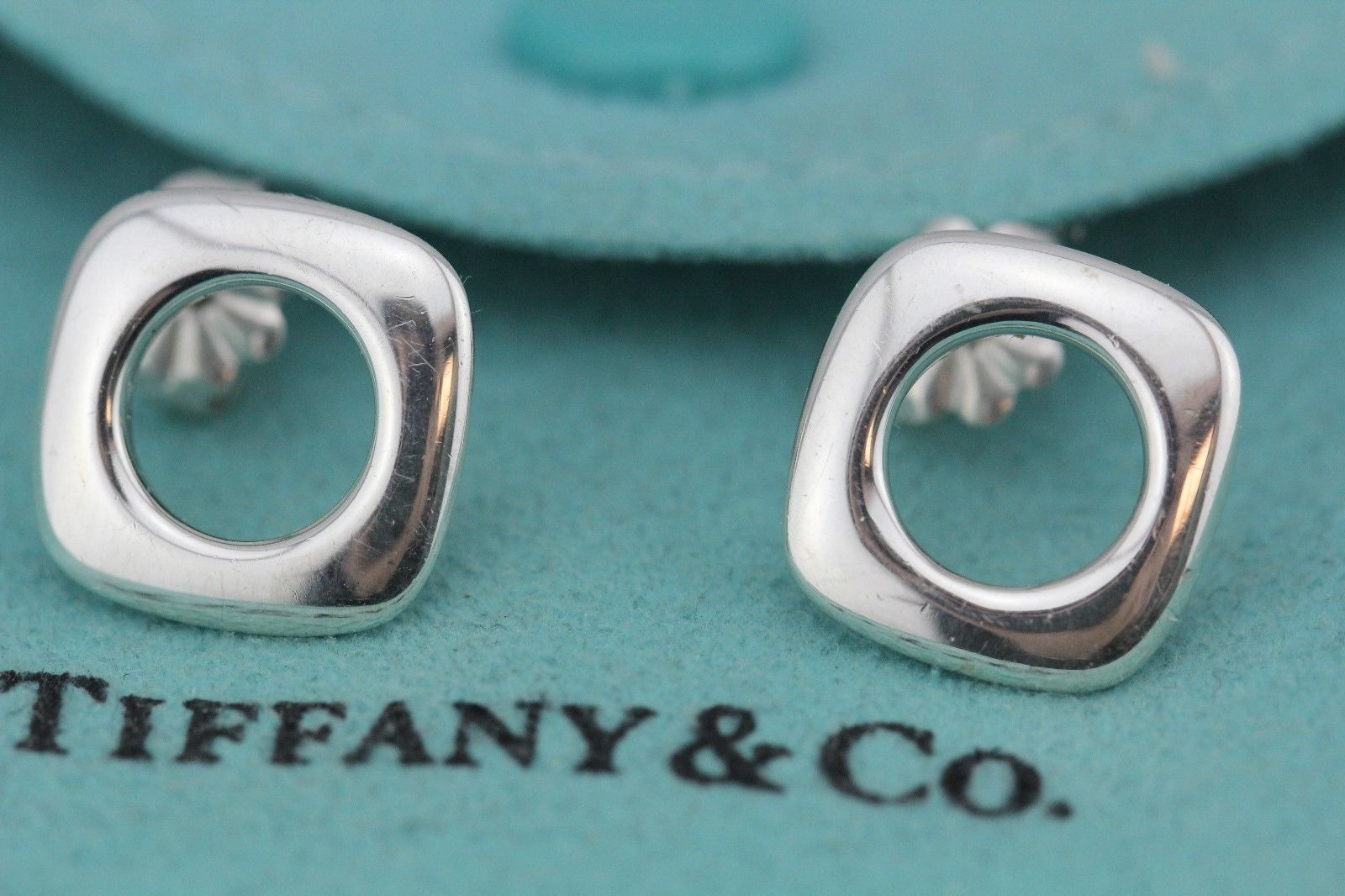 Tiffany & Co Sterling Silver Cushion Earrings - Queen May