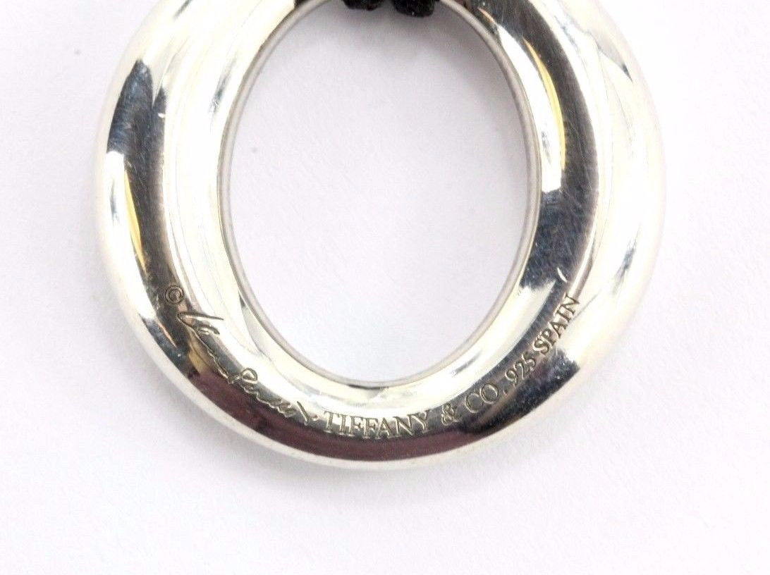Tiffany & Co Sterling Silver Elsa Peretti Sevillana O Pendant Silk Cord Necklace - Queen May