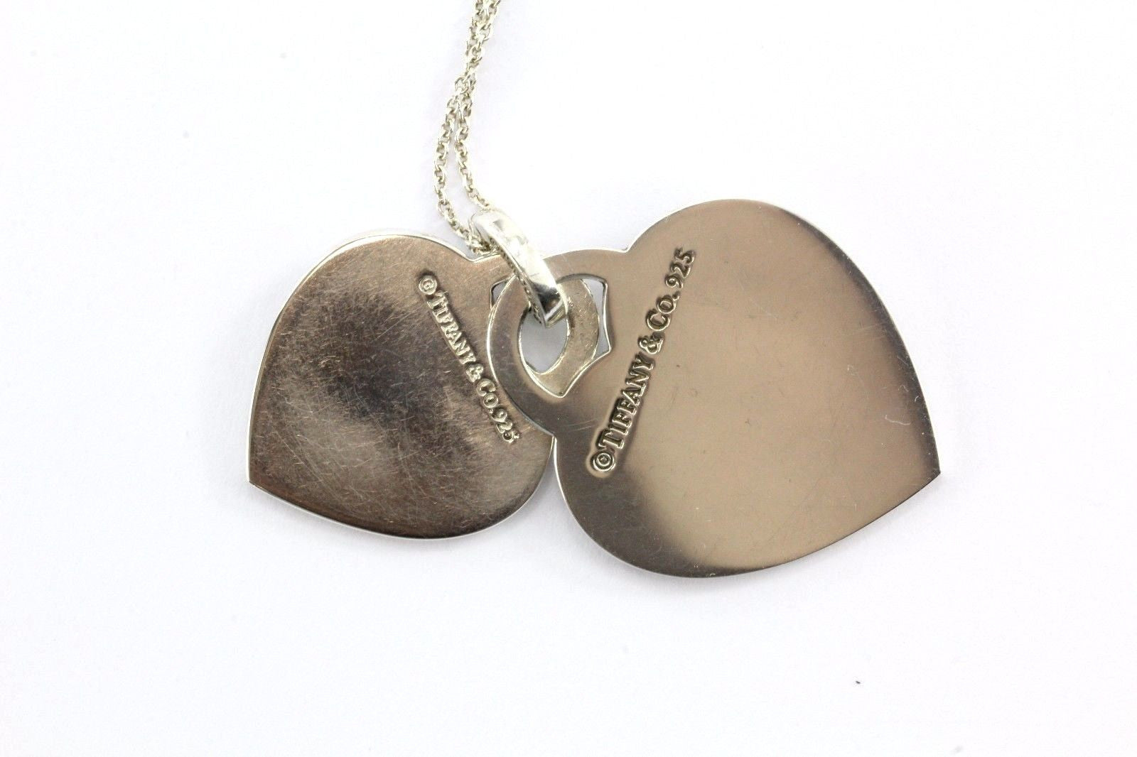 Tiffany & Co Sterling Silver I LOVE YOU LET ME COUNT Double Heart Tag Necklace - Queen May
