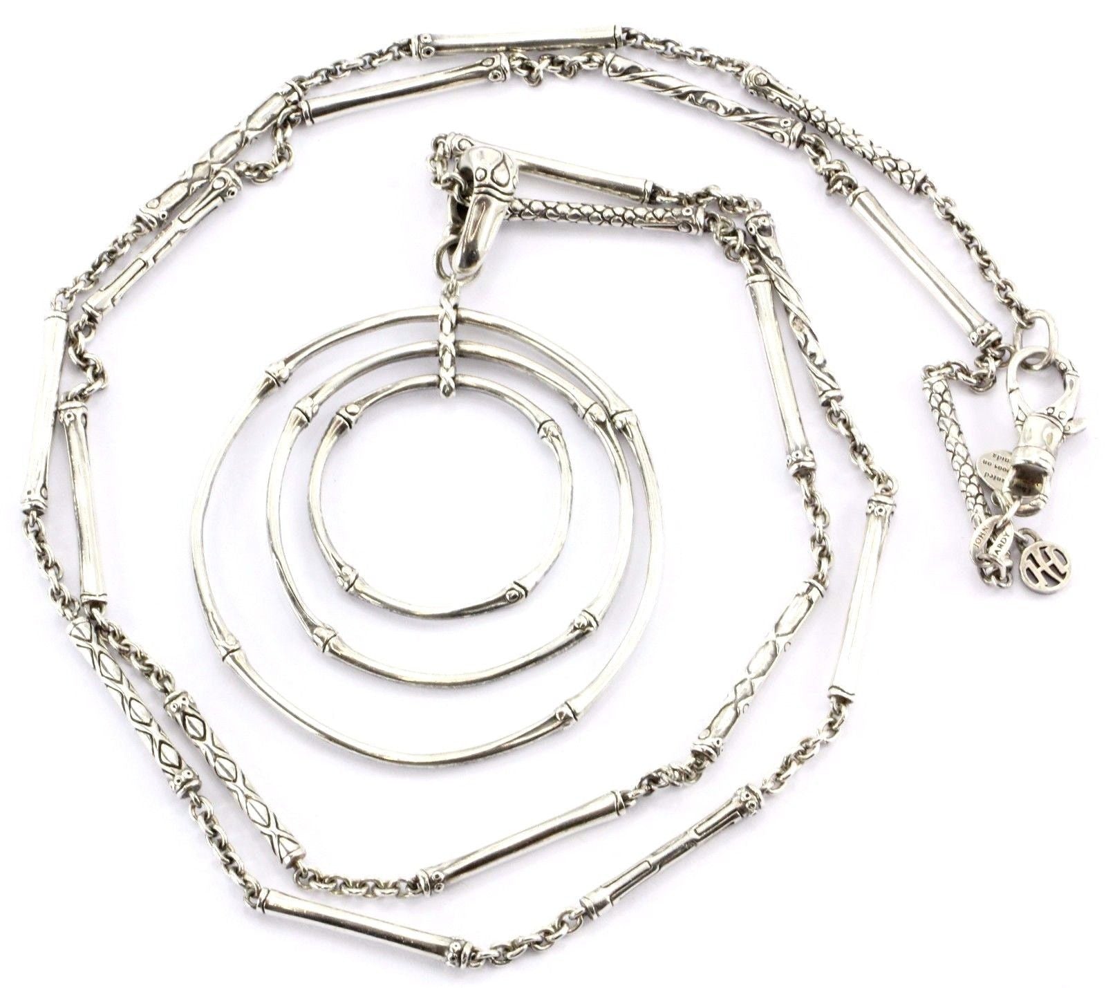 John Hardy Sterling Silver Bamboo Triple Circle Pendant 36" Sautior Necklace - Queen May