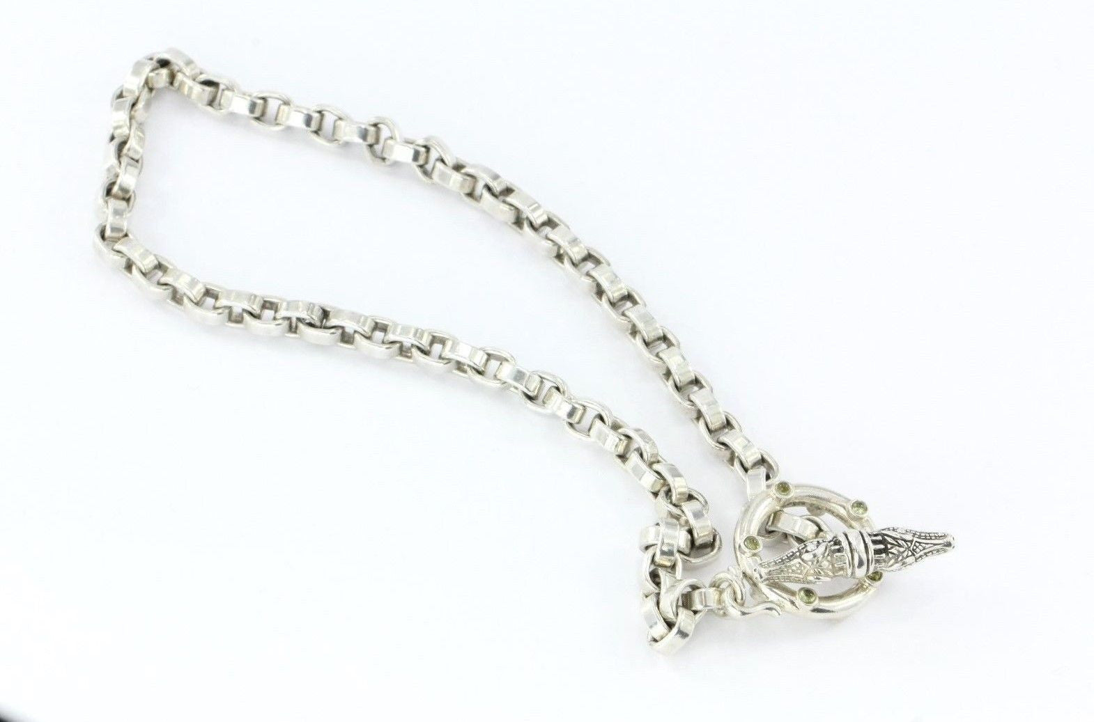 Barry Kieselstein Cord Alligator Link Sterling Green Chrysophrase Necklace - Queen May