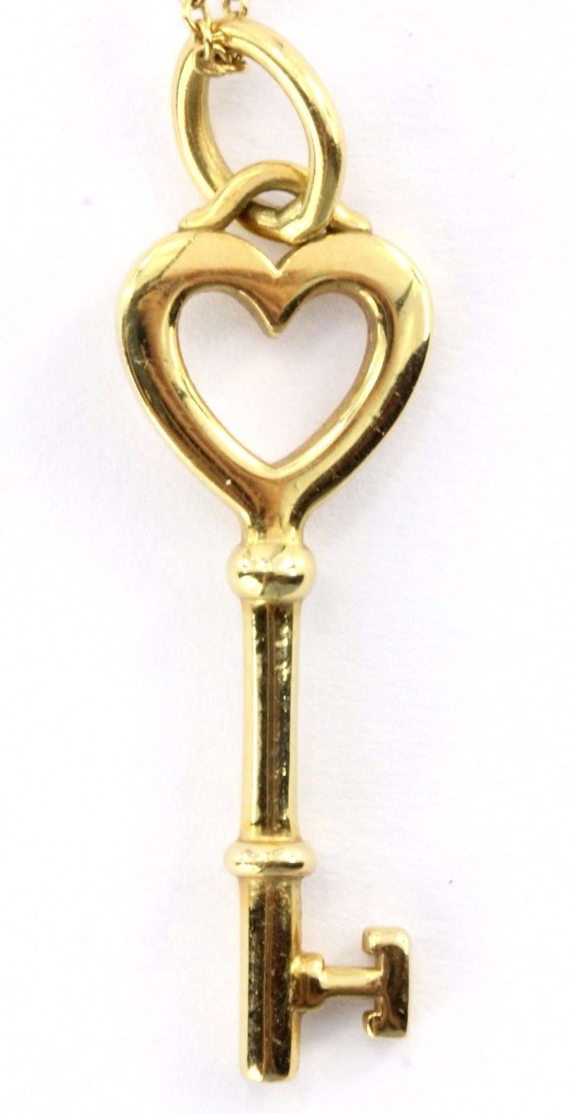 Tiffany & Co 18K Yellow Gold Heart Key Pendant And Necklace - Queen May