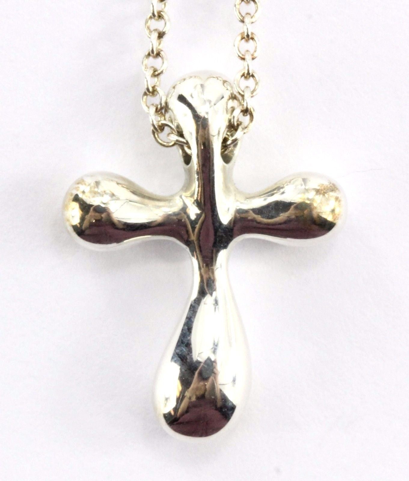 Tiffany & Co Sterling Silver Elsa Peretti Cross Pendant Necklace 20" - Queen May