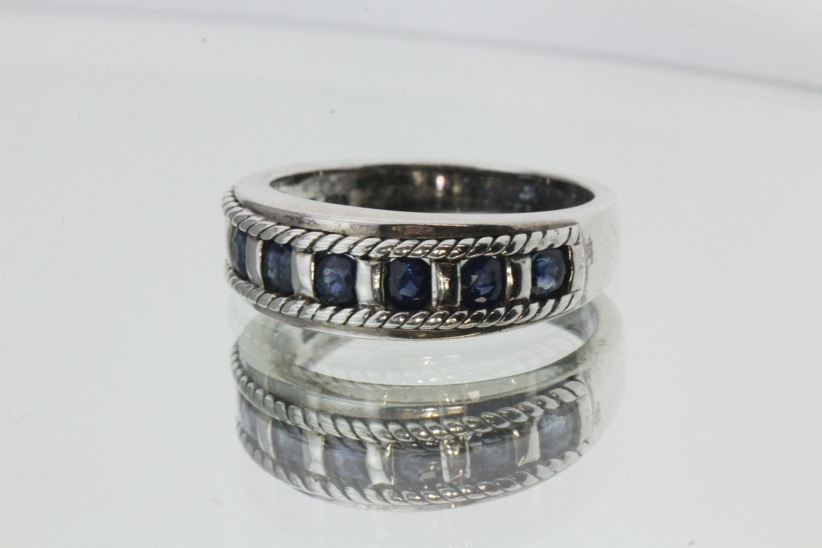 Vintage Sterling Silver & Sapphire Ring / Band - Queen May