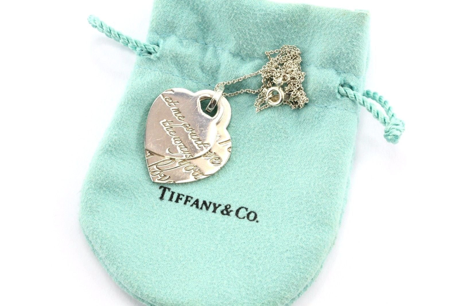 Tiffany & Co Sterling Silver I LOVE YOU LET ME COUNT Double Heart Tag Necklace - Queen May