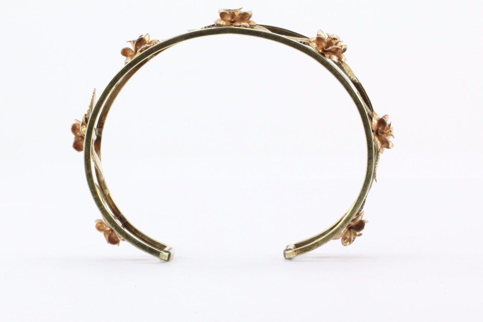 Vintage Krementz Gold Filled Open Rose Blossom Cuff Bracelet - Queen May