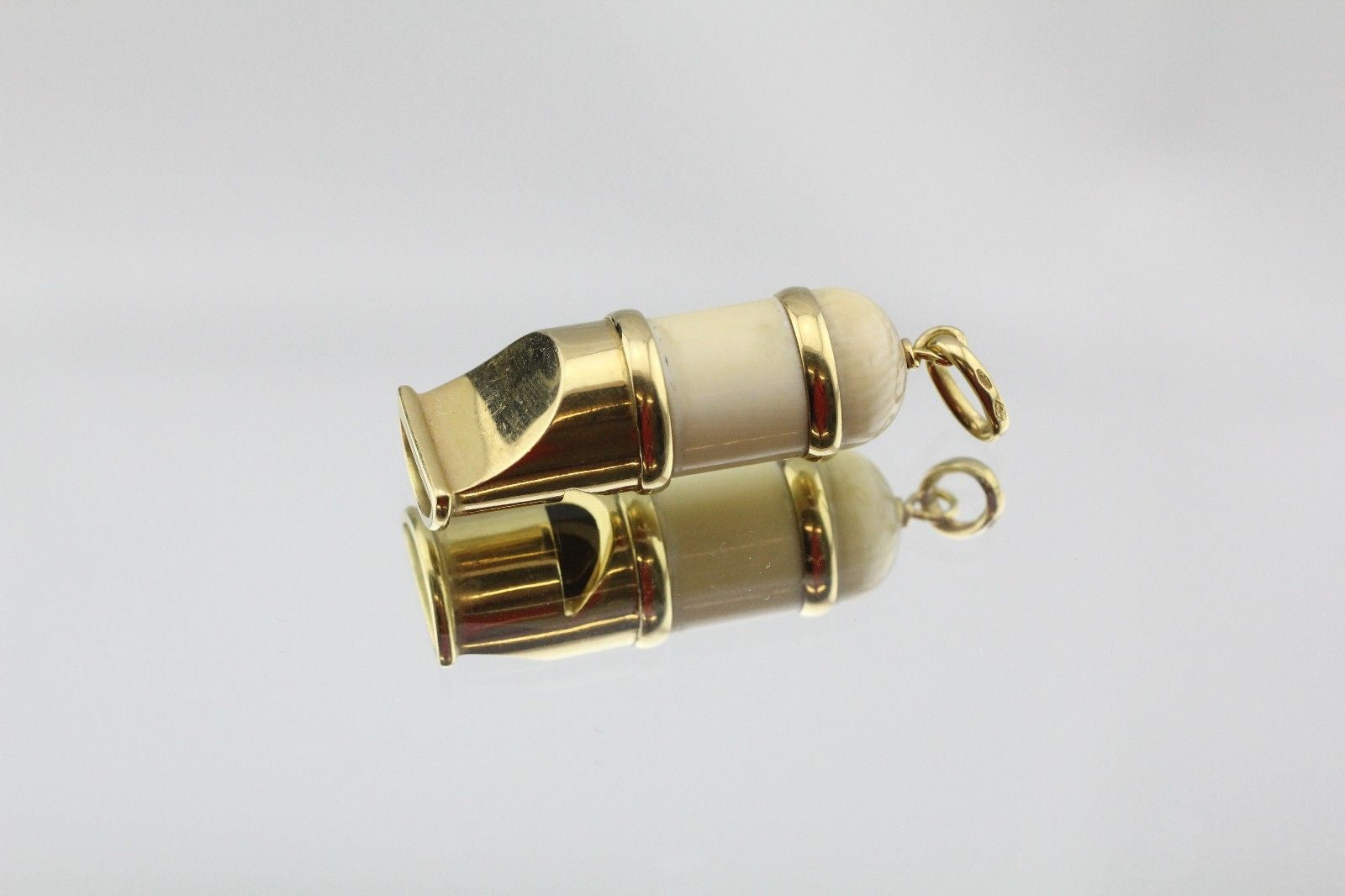 Vintage 18K Gold Designer Taxi Cab Whistle Pendant Charm Signed Masella Riccardo - Queen May