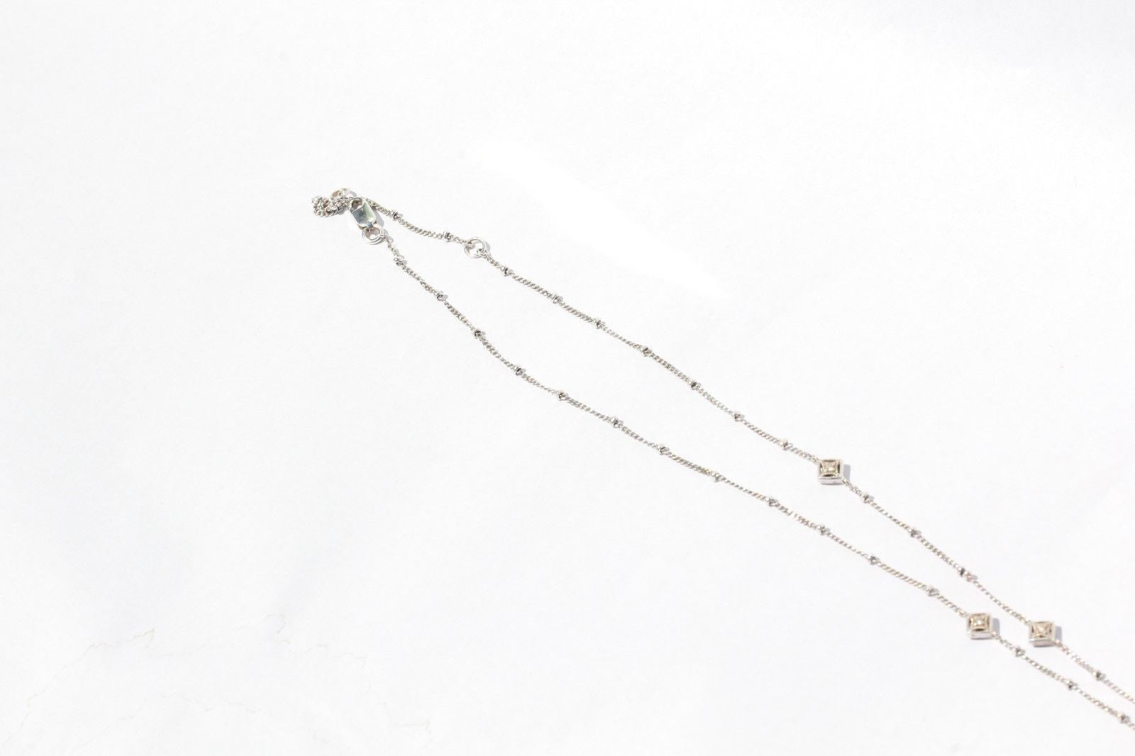 18K White Gold & Diamonds by the Yard Necklace with Diamond Pendant - Queen May