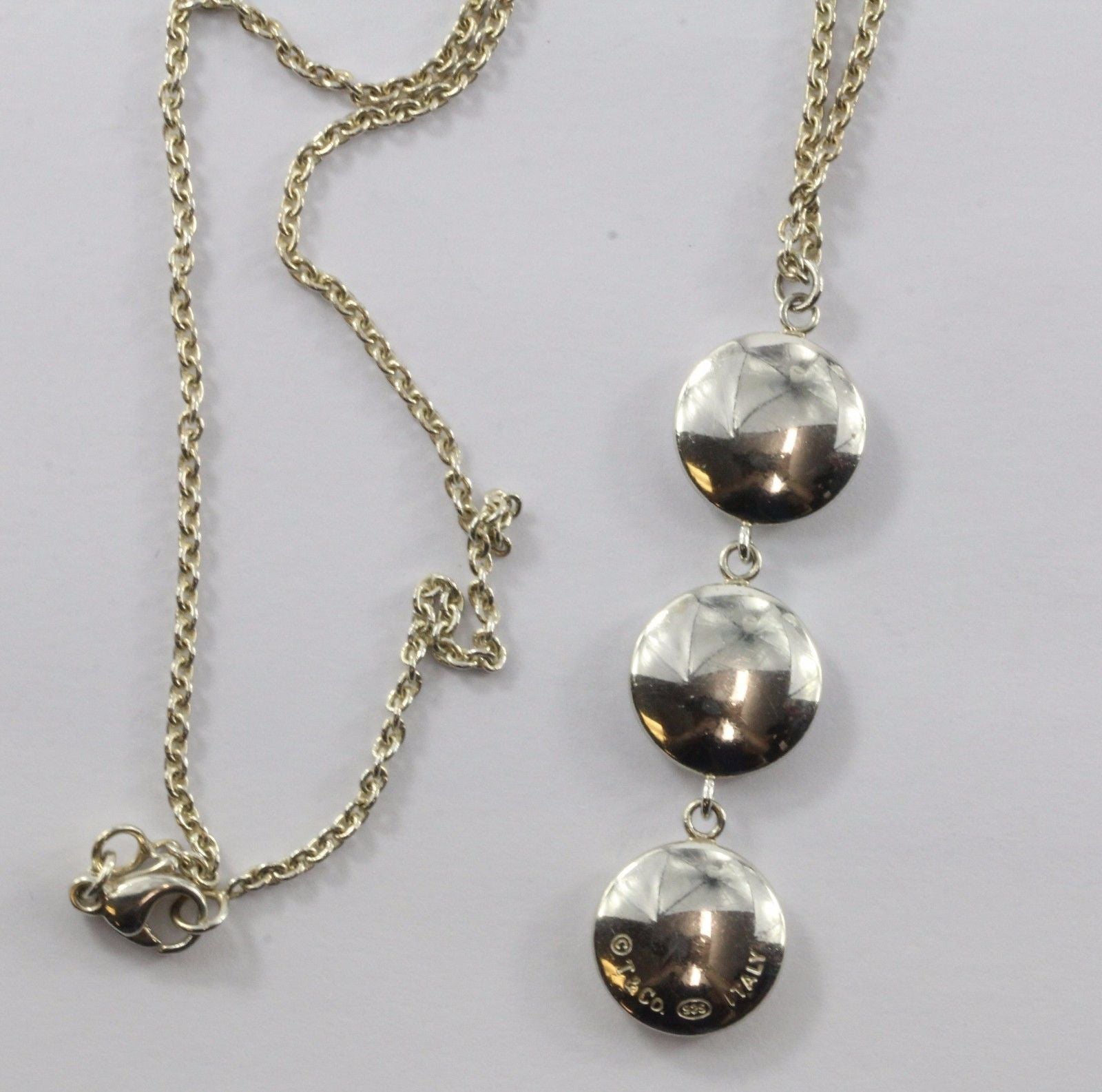 Tiffany & Co Sterling Silver 3 Circle Disc Pendant Necklace - Queen May
