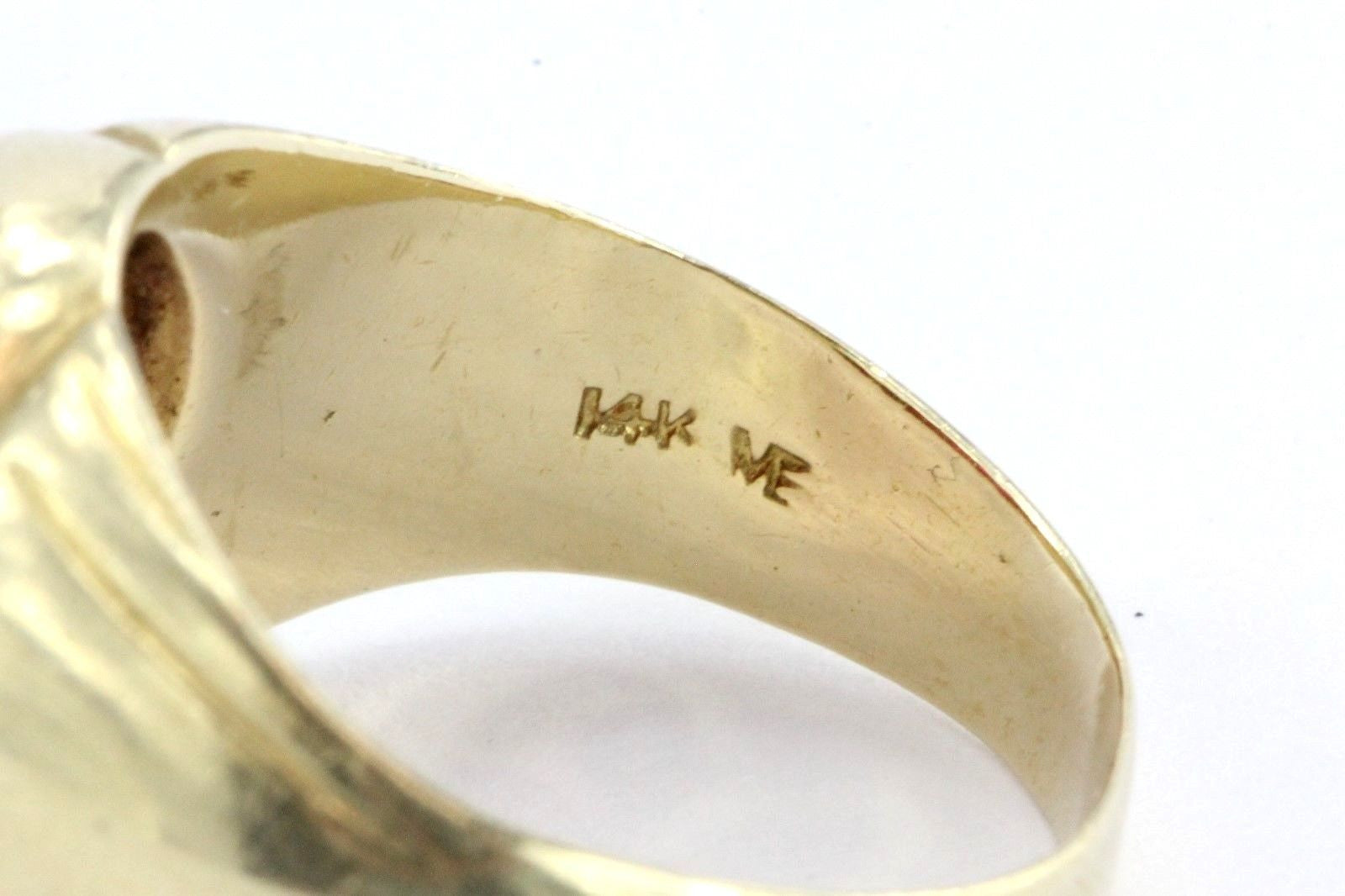 Vintage 14K Gold & Ruby Cabochon Ring Signed - Queen May