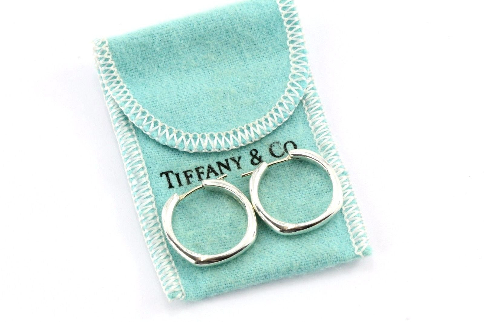 Tiffany & Co Sterling Silver Cushion Hoop Earrings - Queen May