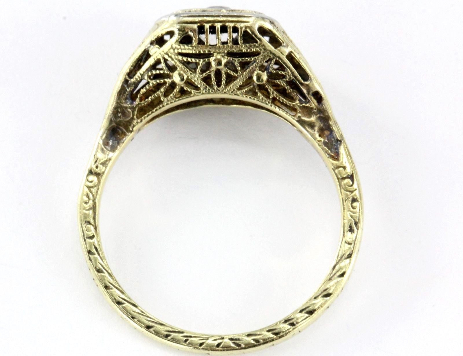 Antique Art Nouveau 14K Gold Old Mine Cut Diamond Engagement Ring - Queen May