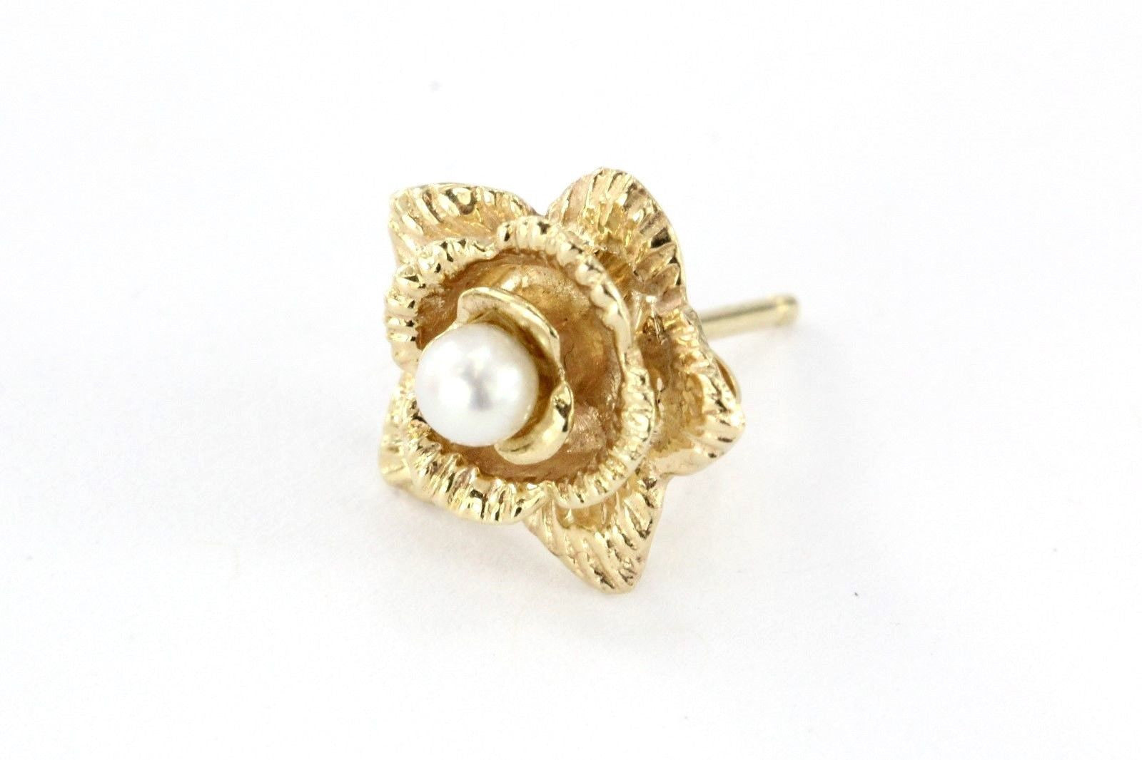 Vintage 14K Gold & Pearl Flower Florette Earrings - Queen May