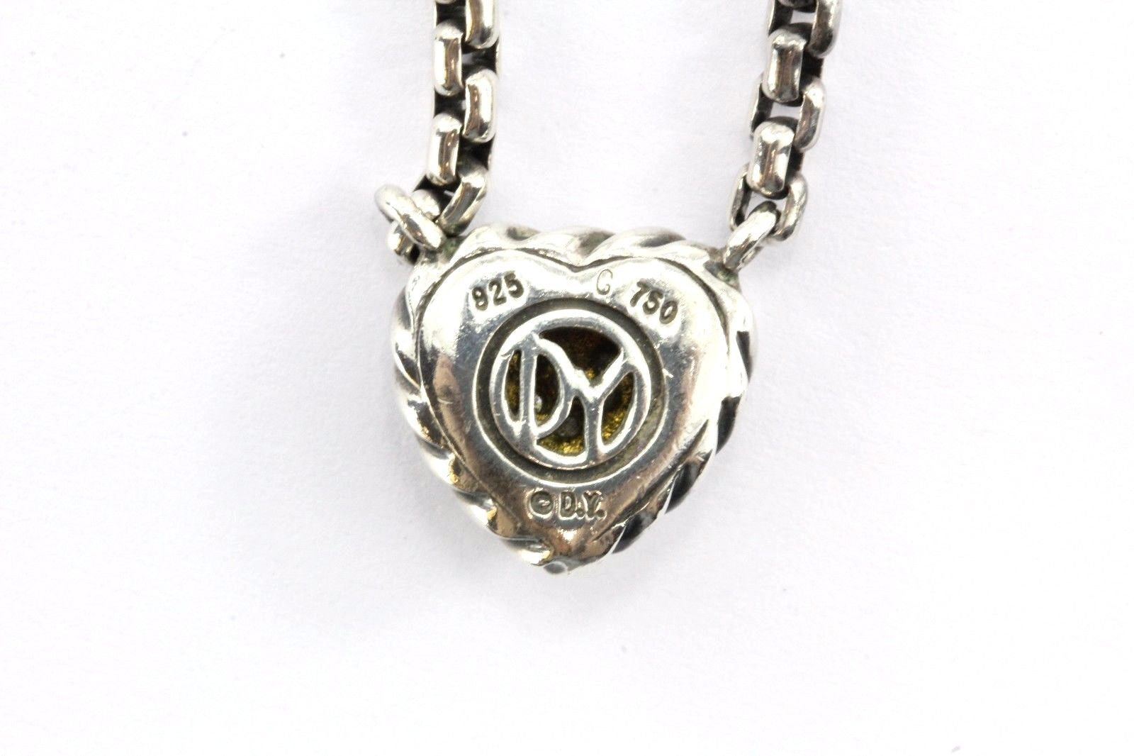 David Yurman Sterling 18k Gold Diamond Heart Cookie Cable Necklace - Queen May
