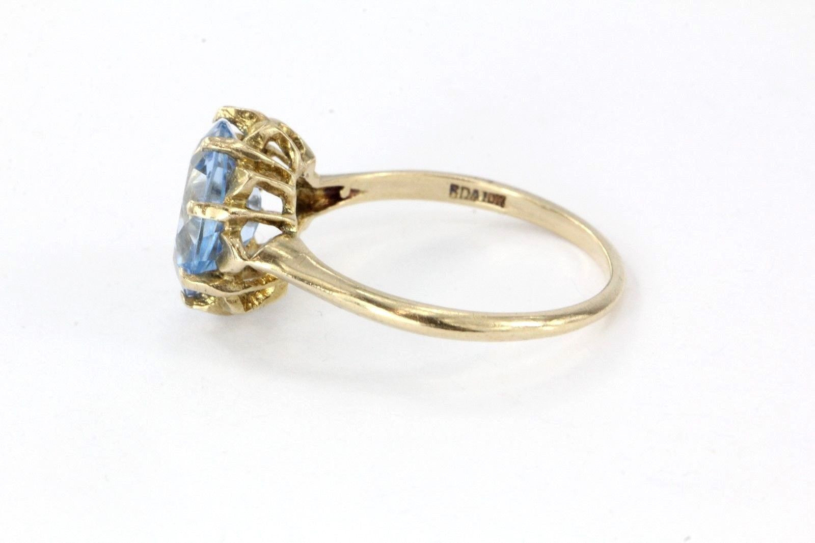 Vintage 10K Gold & Swiss Blue Topaz December Engagement Ring - Queen May