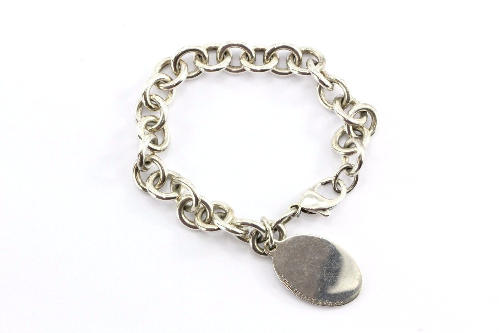 Tiffany & Co. Sterling American Flag Enameled Tag Charm Bracelet 2001 7.5" - Queen May