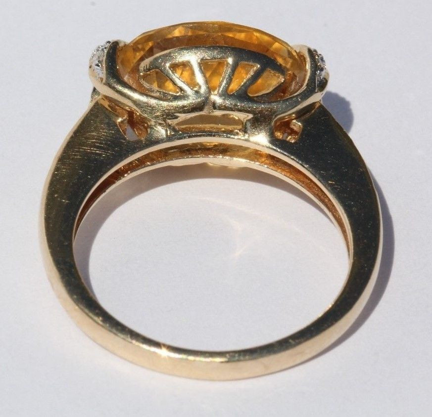 14K Gold 3.5 carat Citrine & Diamond Ring 3.75 TCW - Queen May