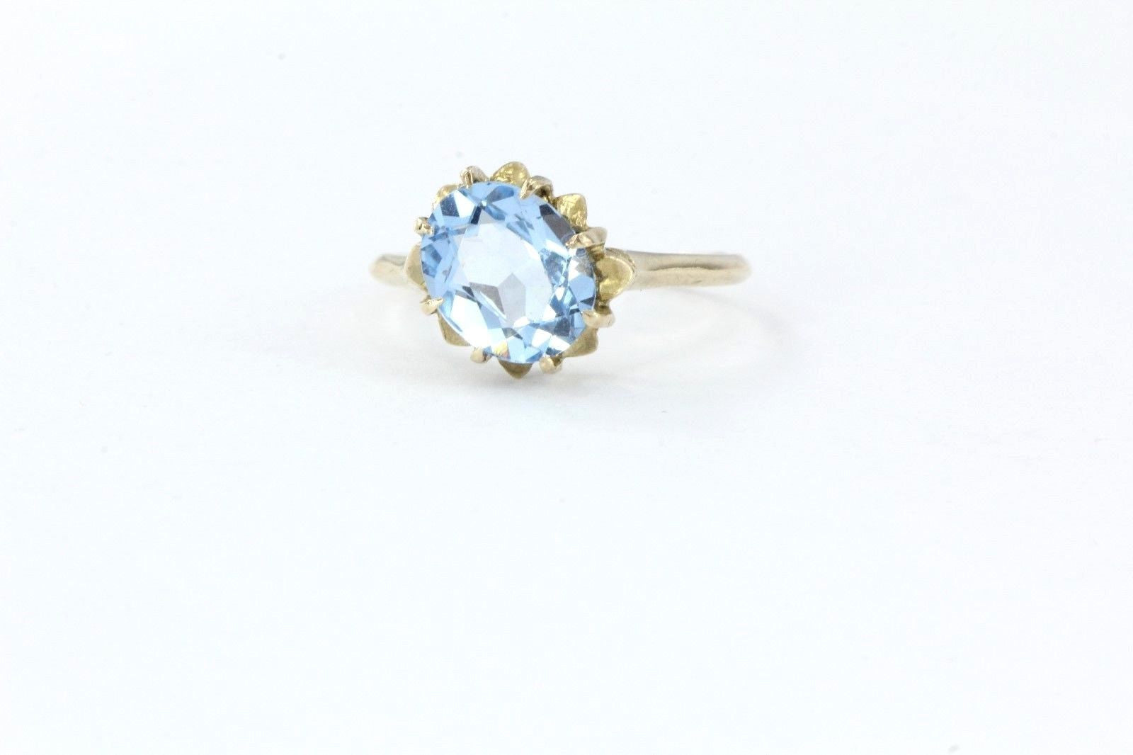 Vintage 10K Gold & Swiss Blue Topaz December Engagement Ring - Queen May