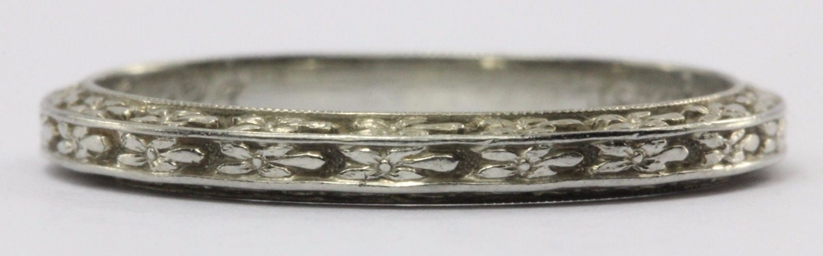 Antique Art Deco 18K White Gold Traub Co. Orange Blossom Wedding Band 6/24 1928 - Queen May