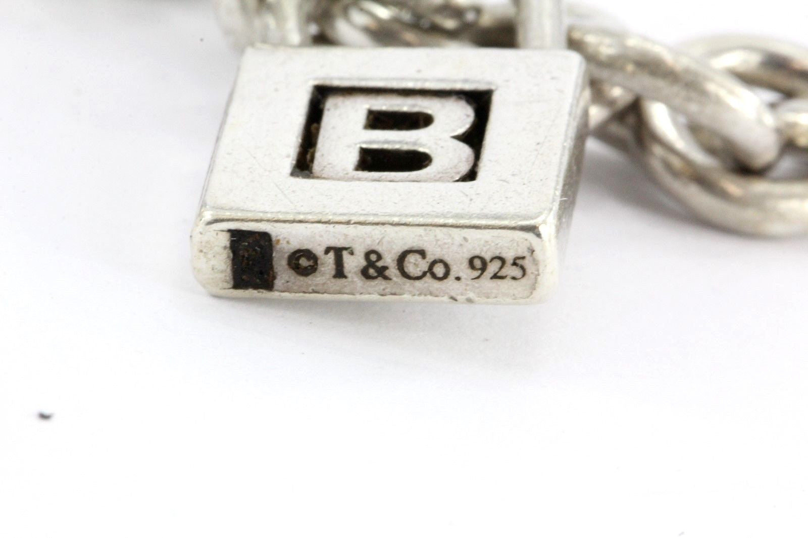 Vintage Tiffany & Co Sterling Silver Padlock Charm A & B Bracelet - Queen May