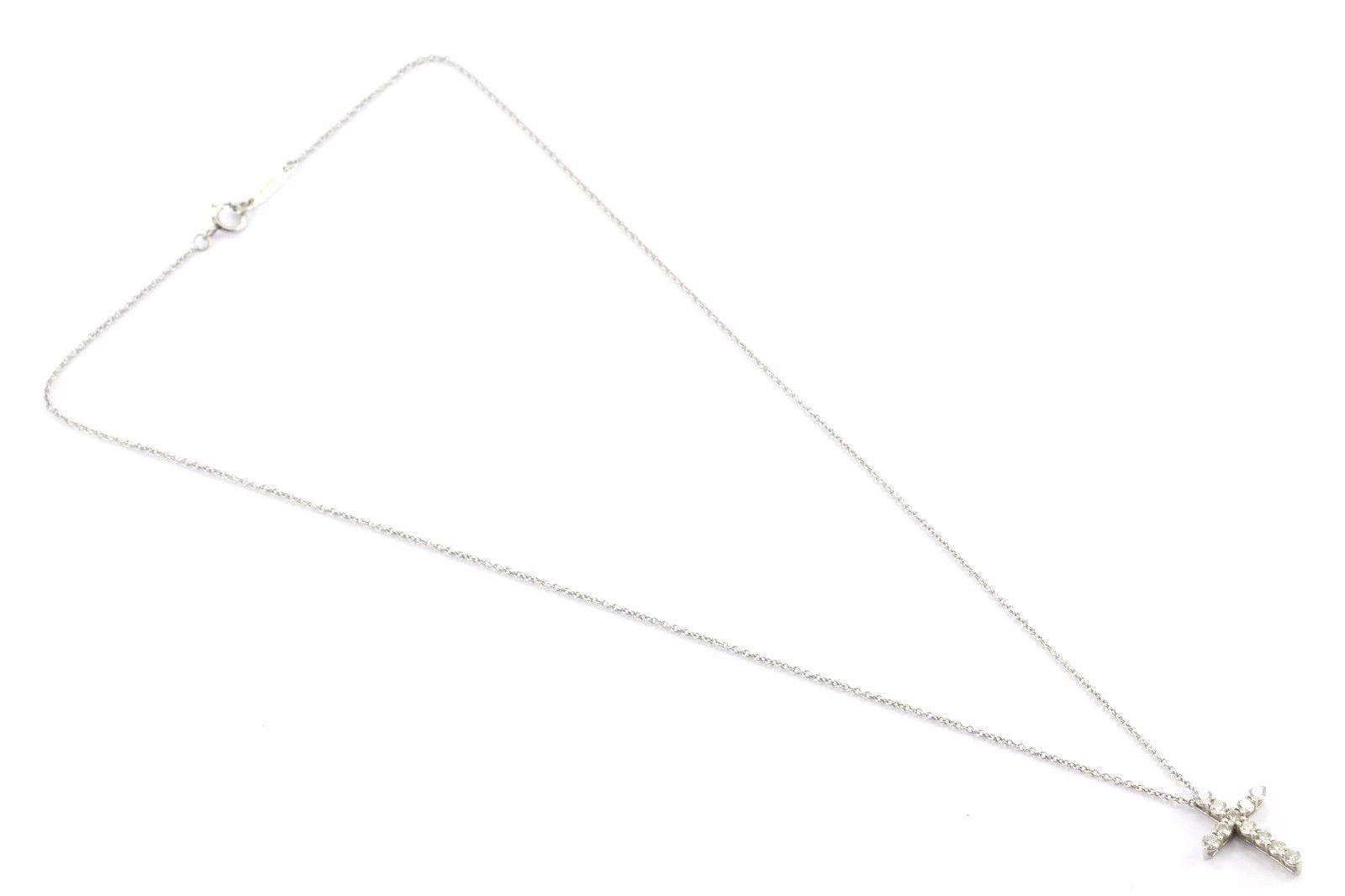 Tiffany & Co Platinum & Diamond Cross Pendant & Necklace - Queen May