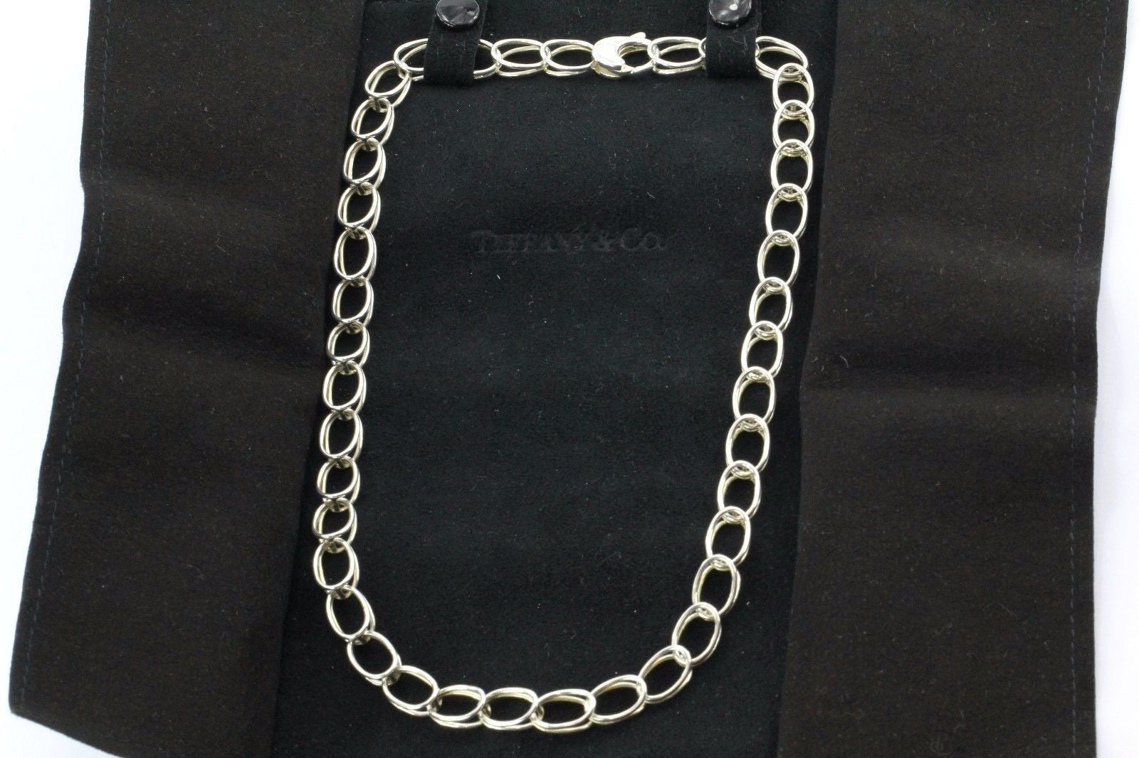 Tiffany & Co. Sterling Silver Double Oval Link Loop Necklace Chain - Queen May