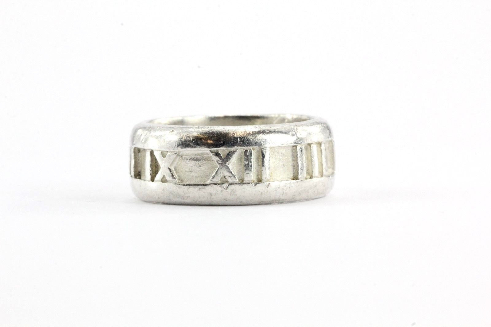 Tiffany & Co Sterling Silver Atlas Band Ring 9mm Size 8.75 - Queen May