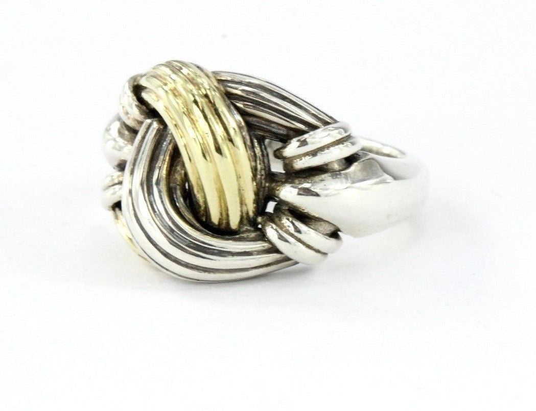 Vintage Sterling Silver & 18K Gold Lagos Medium Classic Knot Ring Size 7.75 - Queen May