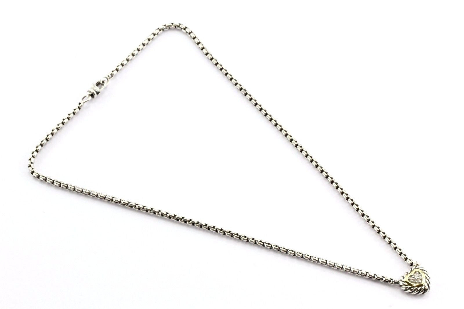 David Yurman Sterling 18k Gold Diamond Heart Cookie Cable Necklace - Queen May