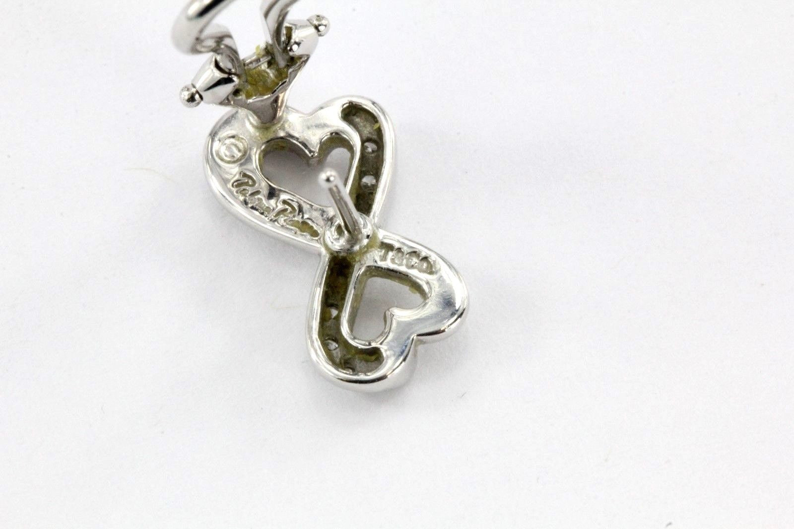 Tiffany & Co 18K White Gold Diamond Double Loving Heart Earrings Paloma Piccaso - Queen May