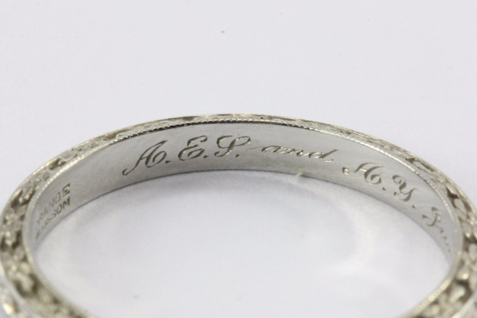 Antique Art Deco 18K White Gold Traub Co. Orange Blossom Wedding Band 6/24 1928 - Queen May