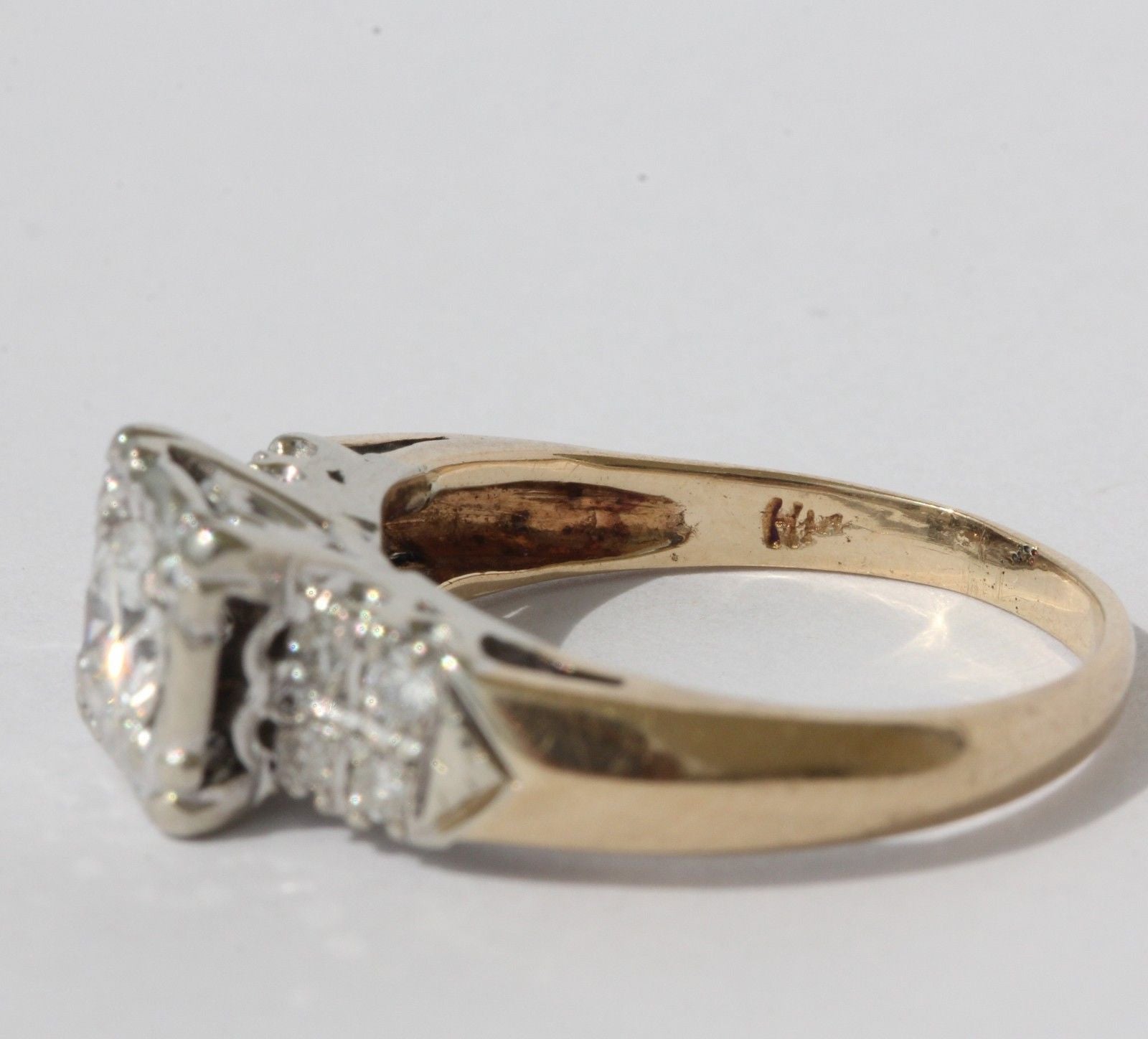 Antique 14K White & Yellow Gold Diamond Cathedral Heart Set Engagement Ring - Queen May