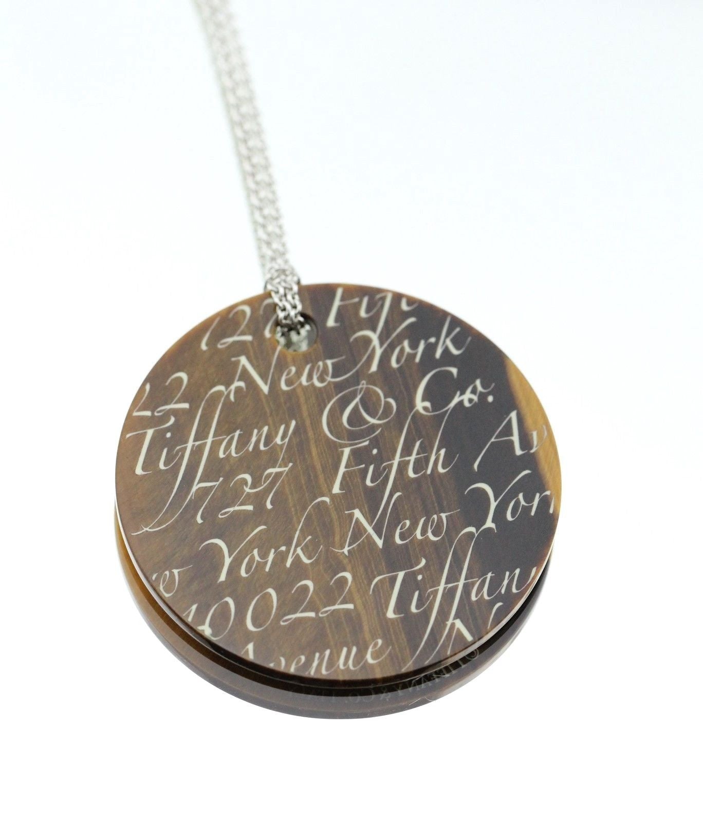 Tiffany & Co. Tigers Eye Note Pendant Sterling Silver Necklace - Queen May