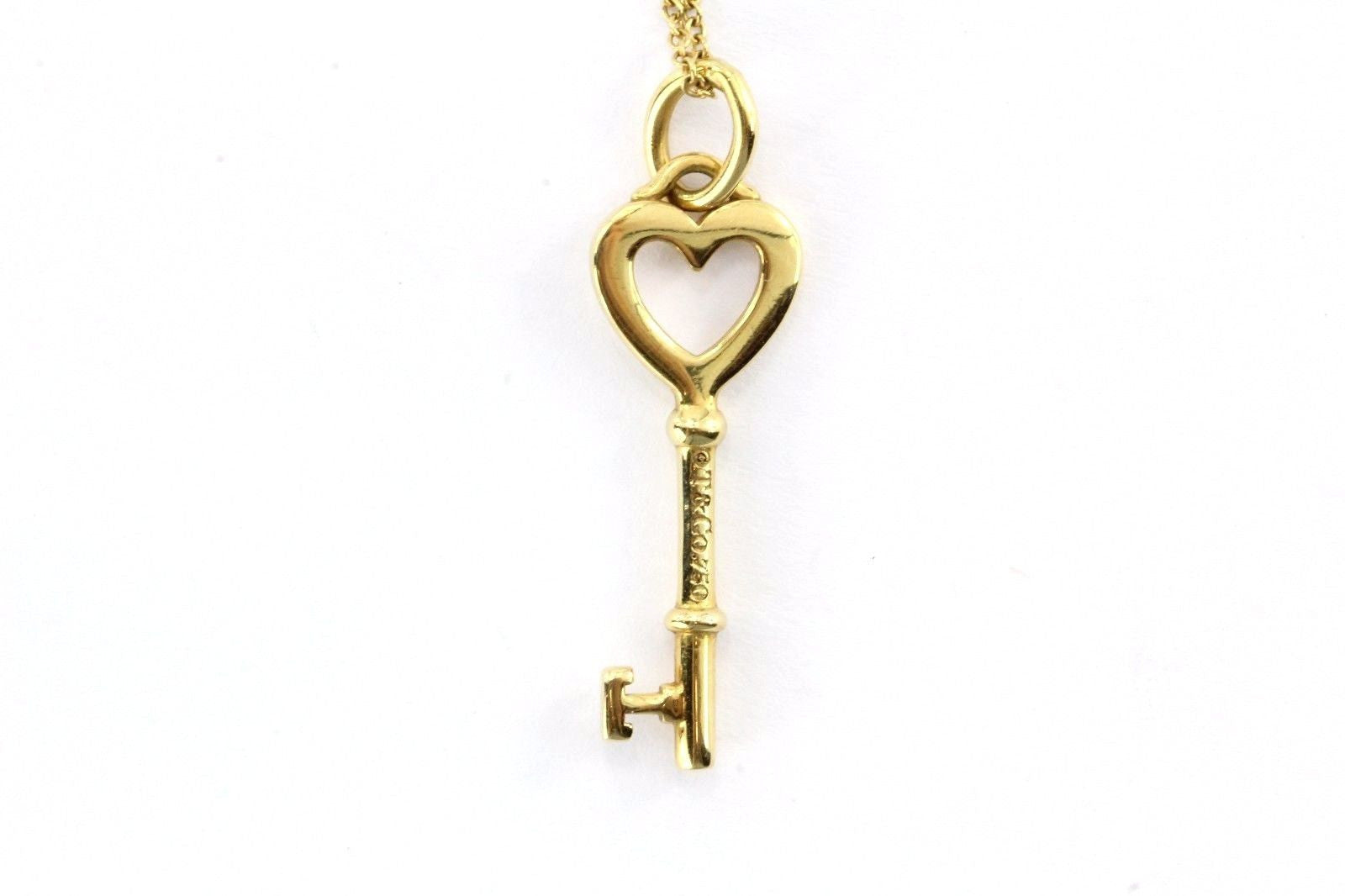 Tiffany & Co 18K Yellow Gold Heart Key Pendant And Necklace - Queen May