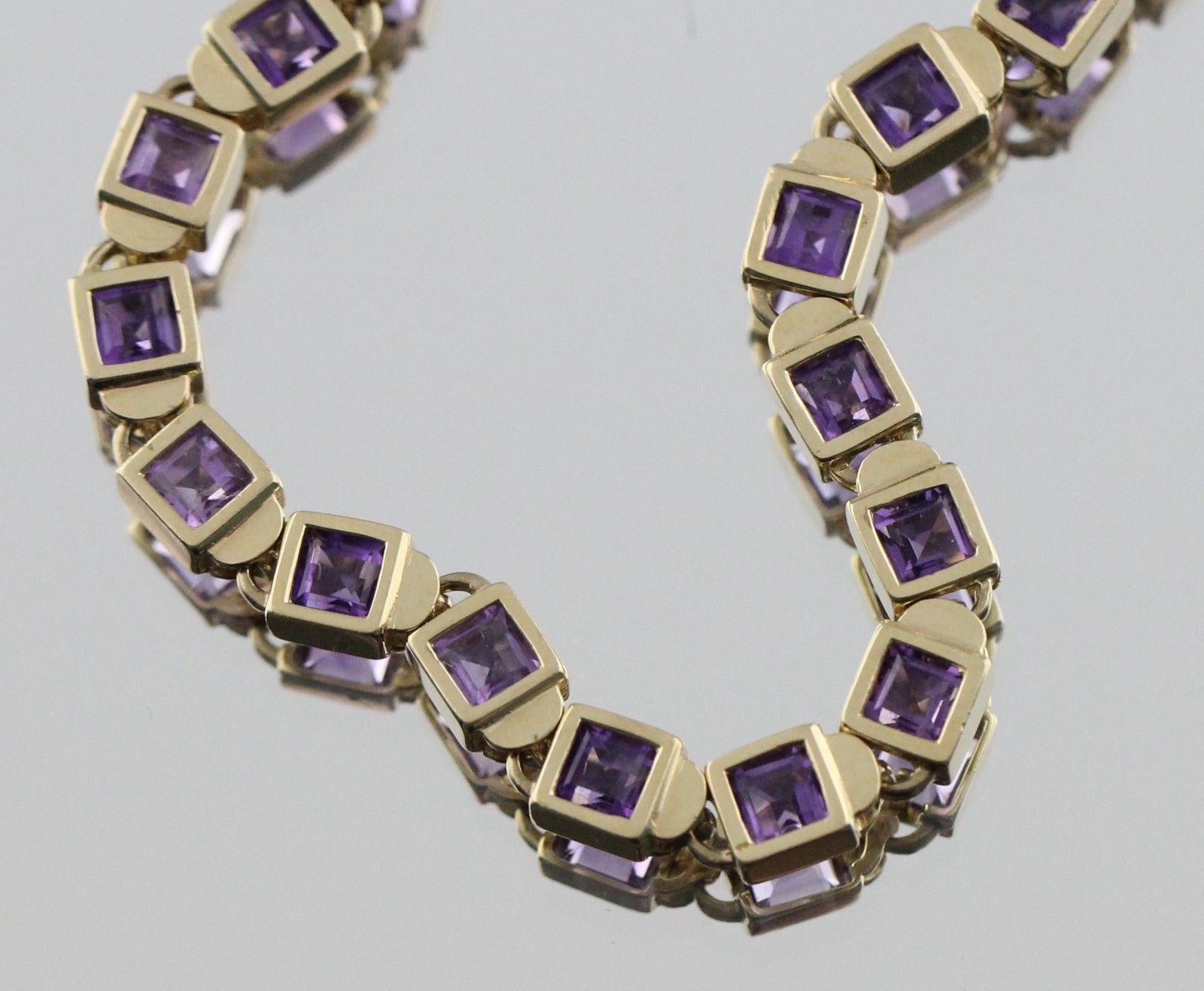 14K Gold Custom Made Amethyst Tennis Bracelet 6.15 Carat Total Weight - Queen May