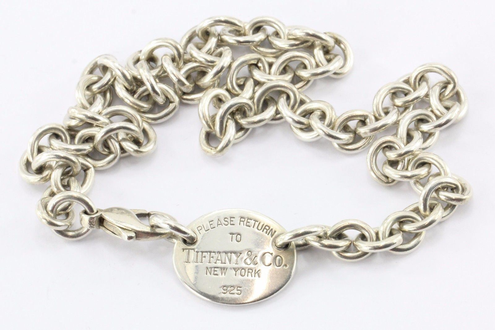 Tiffany & Co Sterling Silver Please Return To Tag Necklace 15.5" - Queen May