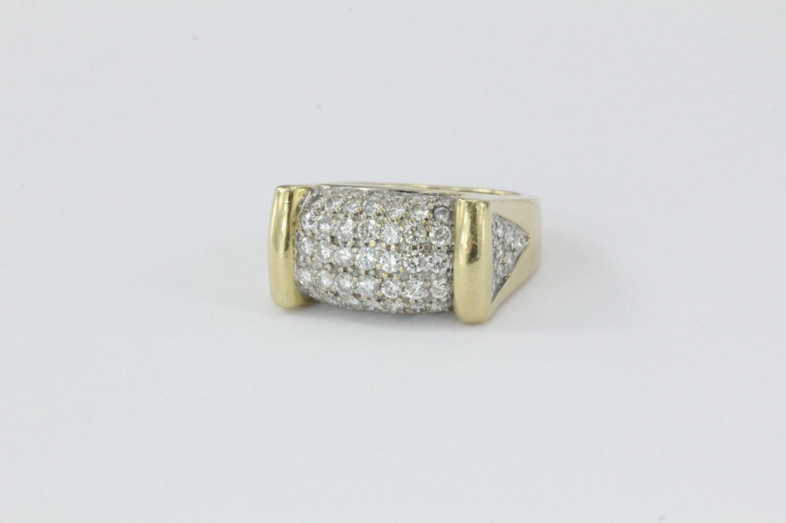 14K Gold 2 CTTW Pave Set Chunky Heavy Ring - Queen May