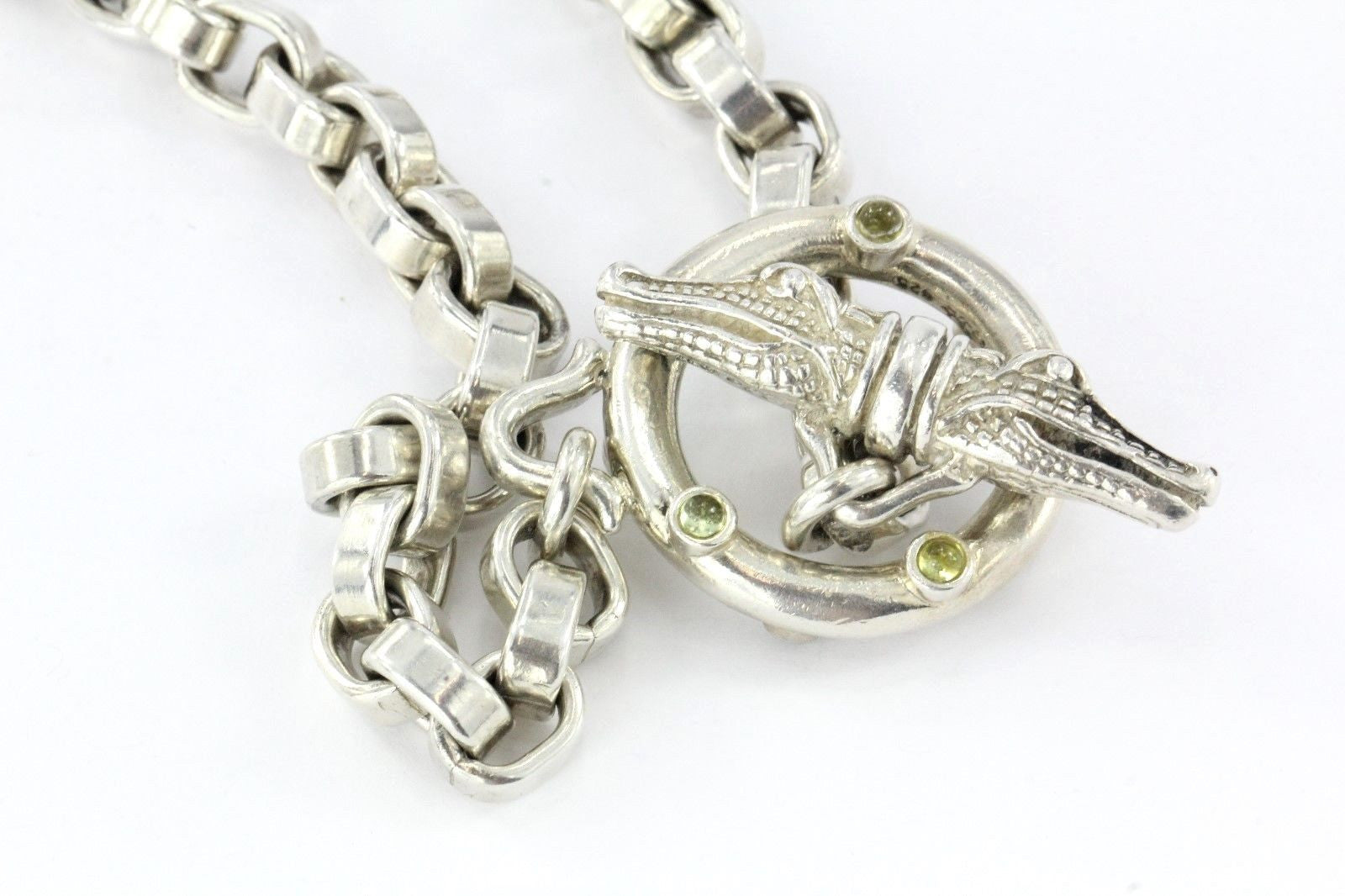 Barry Kieselstein Cord Alligator Link Sterling Green Chrysophrase Necklace - Queen May