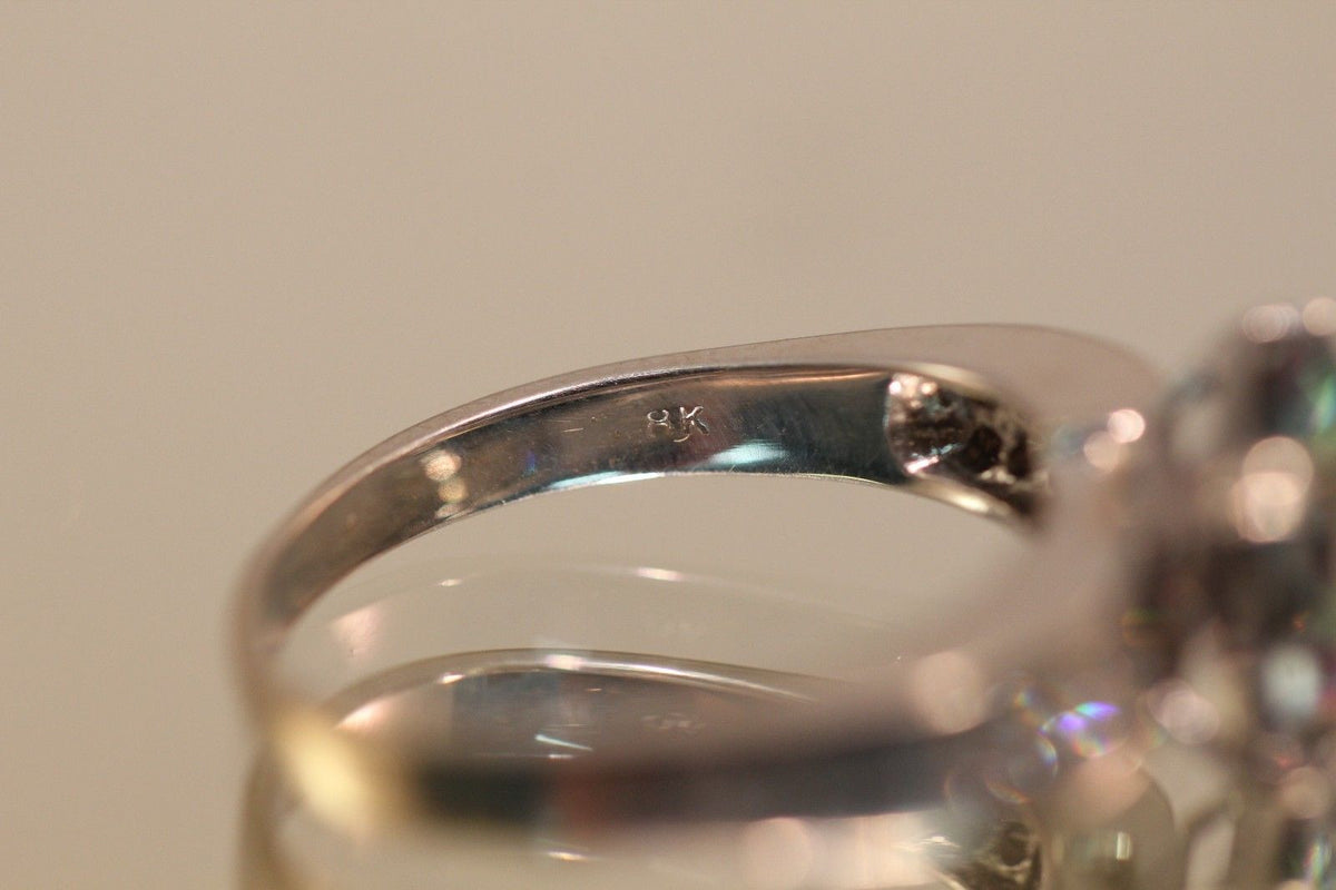 18K White Gold Mystic Topaz & Diamond Ring - Queen May