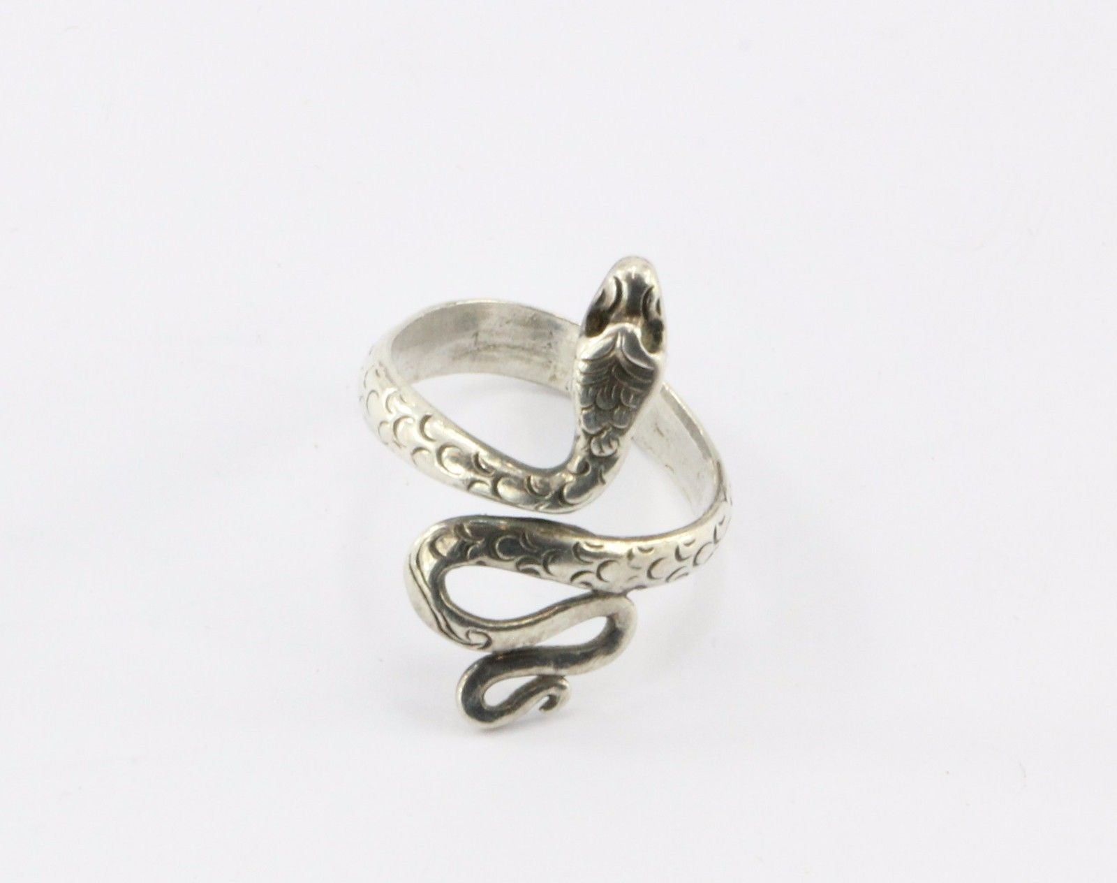 Vintage Sterling Silver Figural Adjustable Snake Ring - Queen May