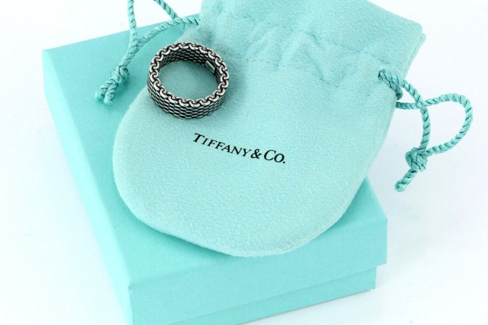Tiffany & Co Sterling Silver Non-Flexible Somerset Mesh Ring Size 6.5 - Queen May