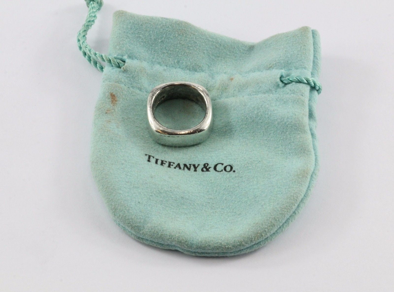 Tiffany & Co Sterling Silver Square Cushion Ring Band Size 6.25 - Queen May