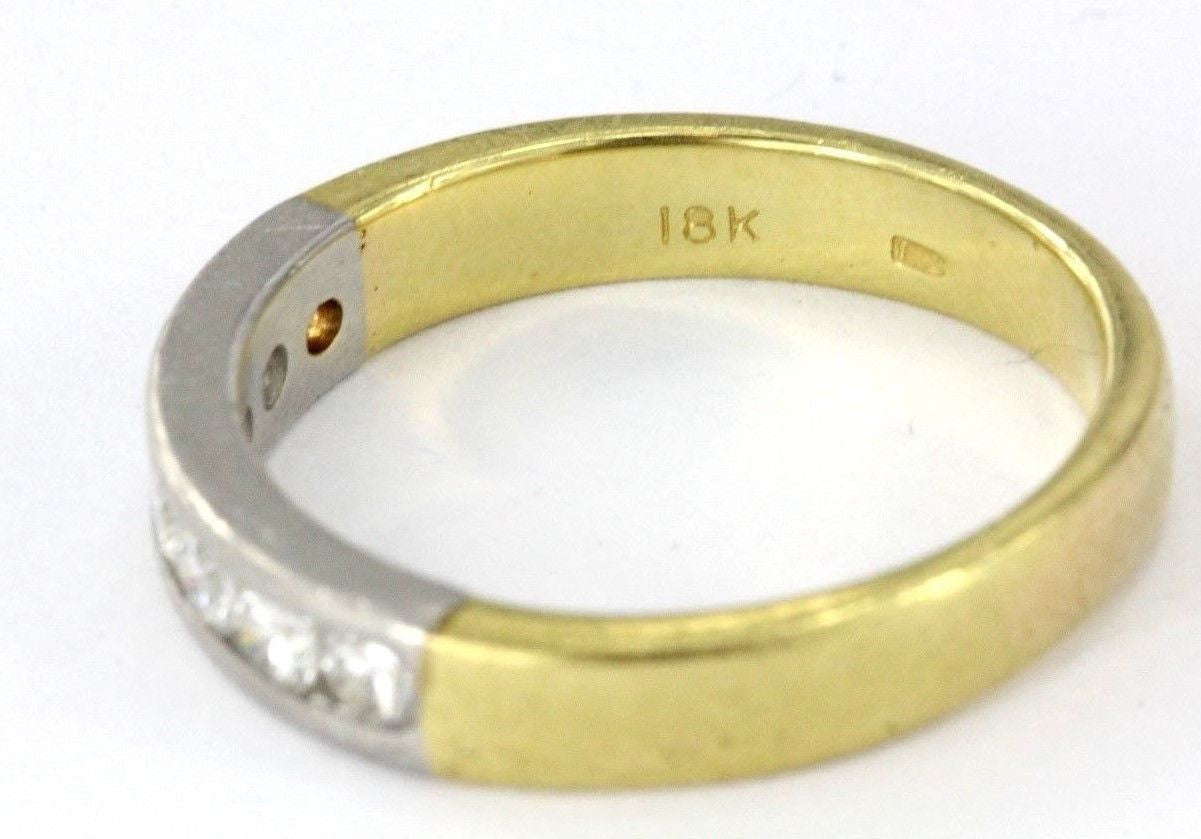 Unique Vintage Mixed Metal Platinum & 18k Gold 1/2 Carat Diamond Wedding Band Ring - Queen May