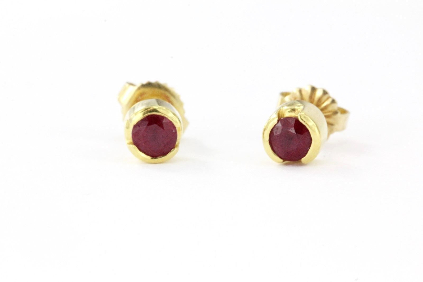 Vintage Pair of 18K Gold Ruby Earring Studs 1/2 CTW - Queen May