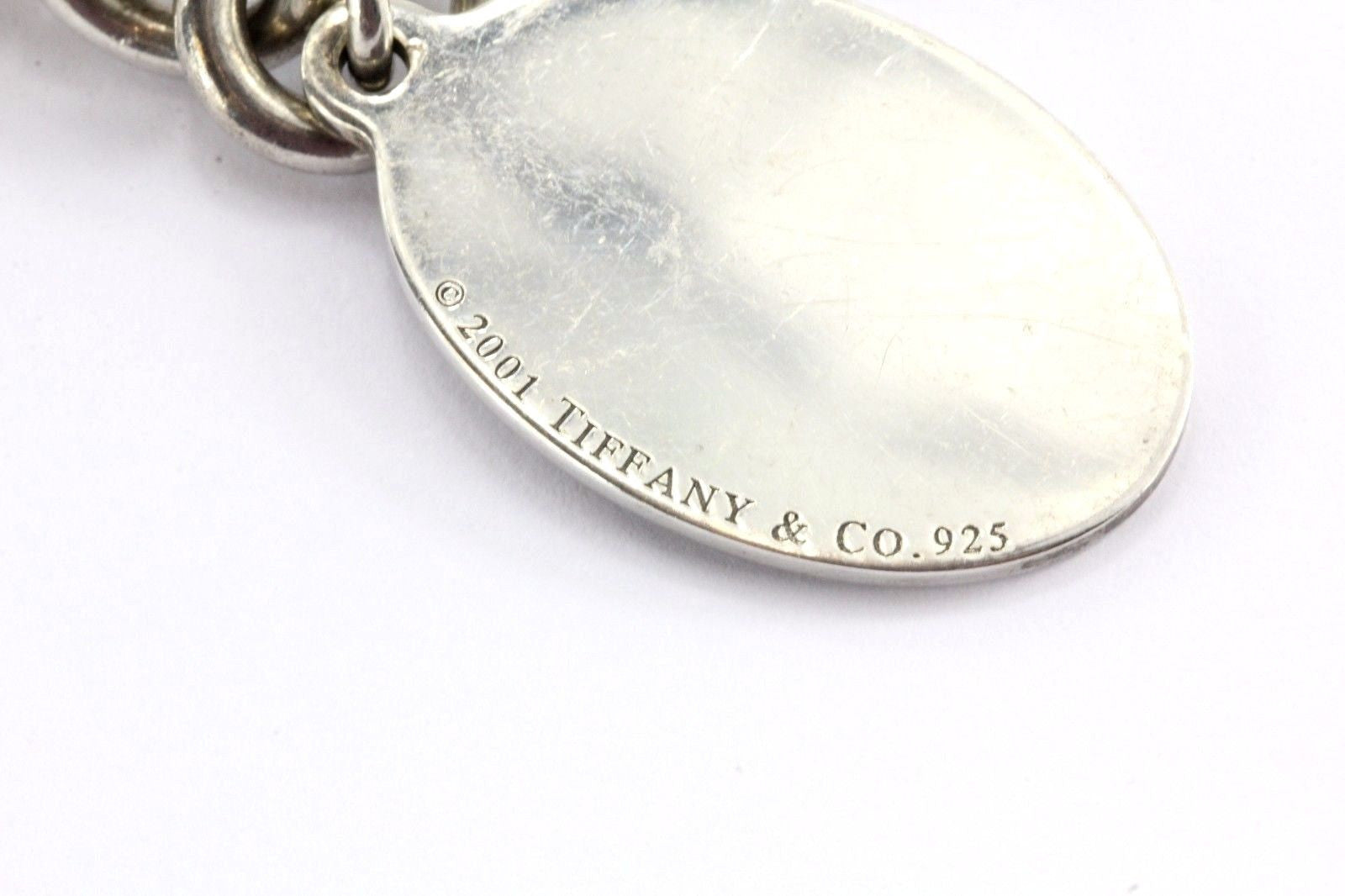 Tiffany & Co. Sterling American Flag Enameled Tag Charm Bracelet 2001 7.5" - Queen May