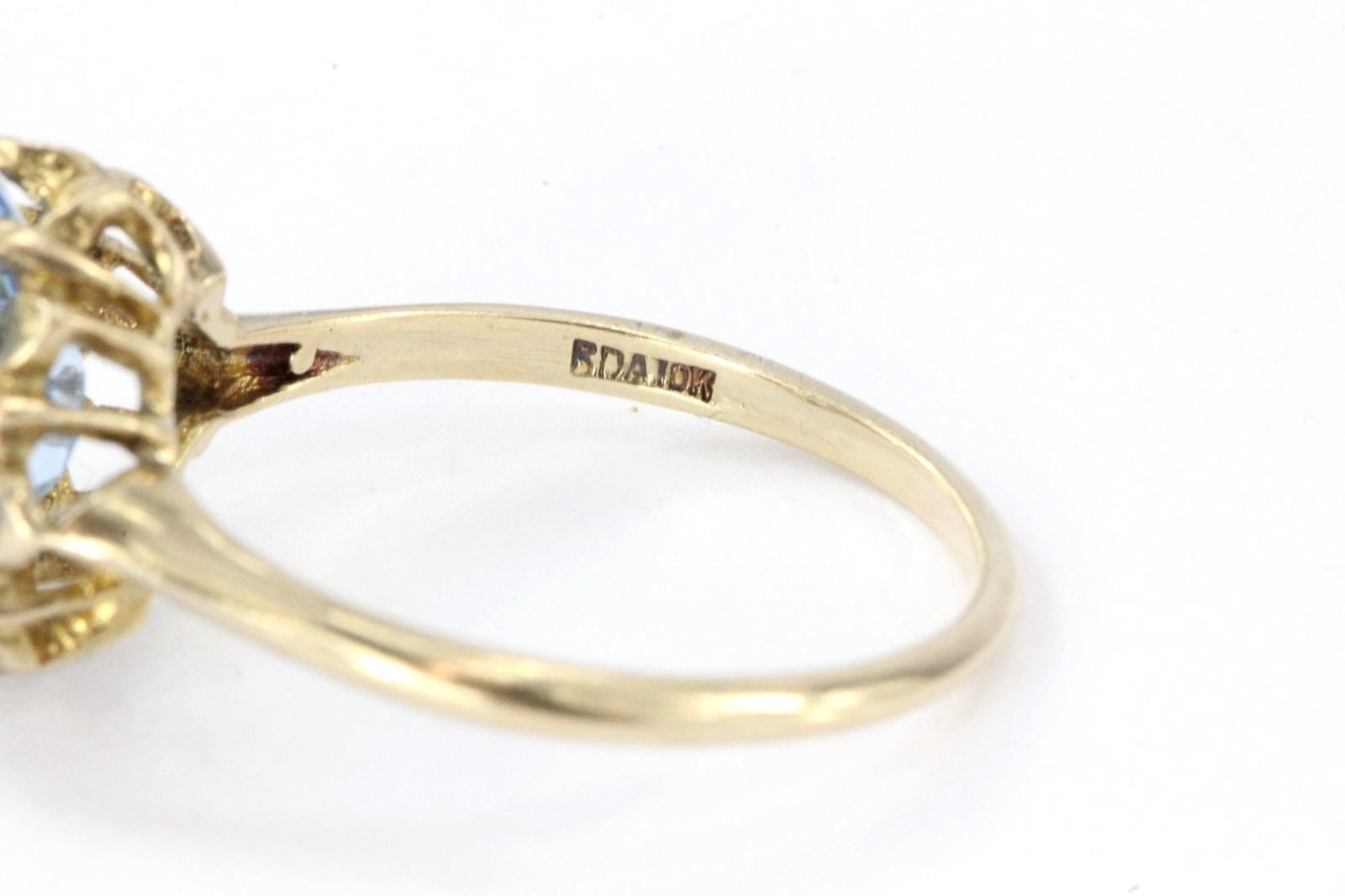 Vintage 10K Gold & Swiss Blue Topaz December Engagement Ring - Queen May