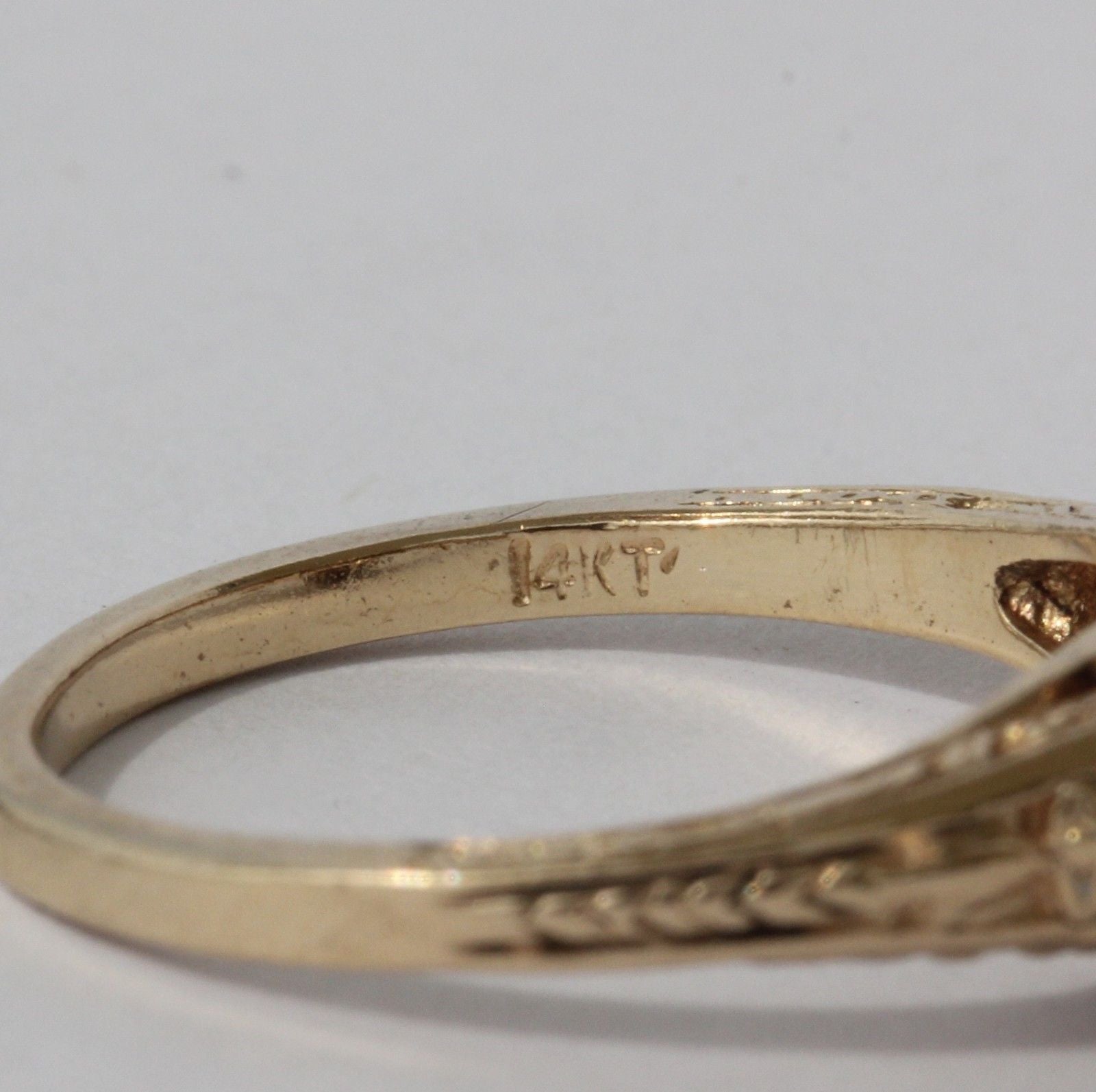 Antique Art Nouveau 14KT Gold Floral Design Diamond Engagement Ring Size 6.5 - Queen May