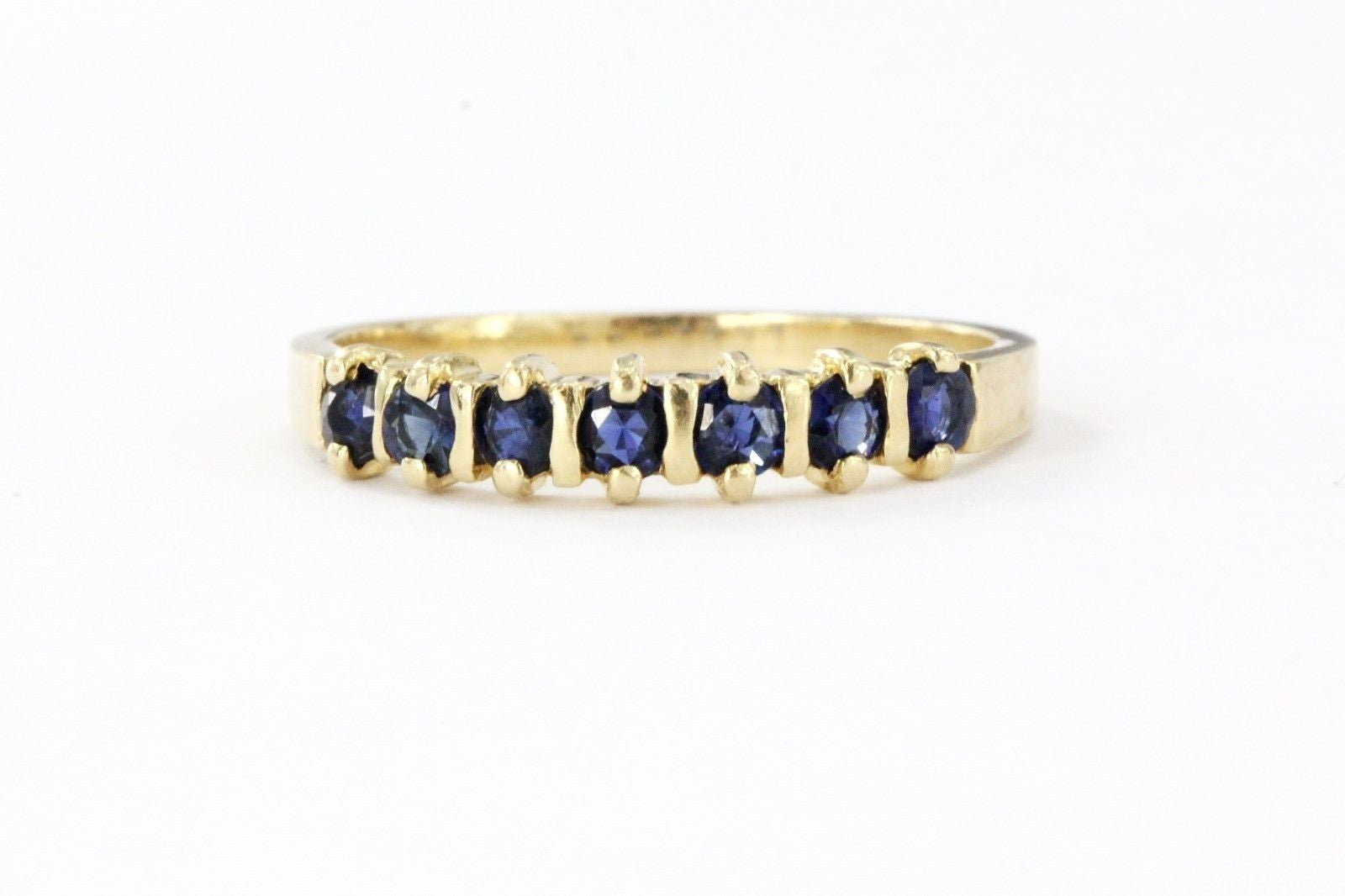 Vintage 14K Gold Sapphire Wedding Band Ring - Queen May